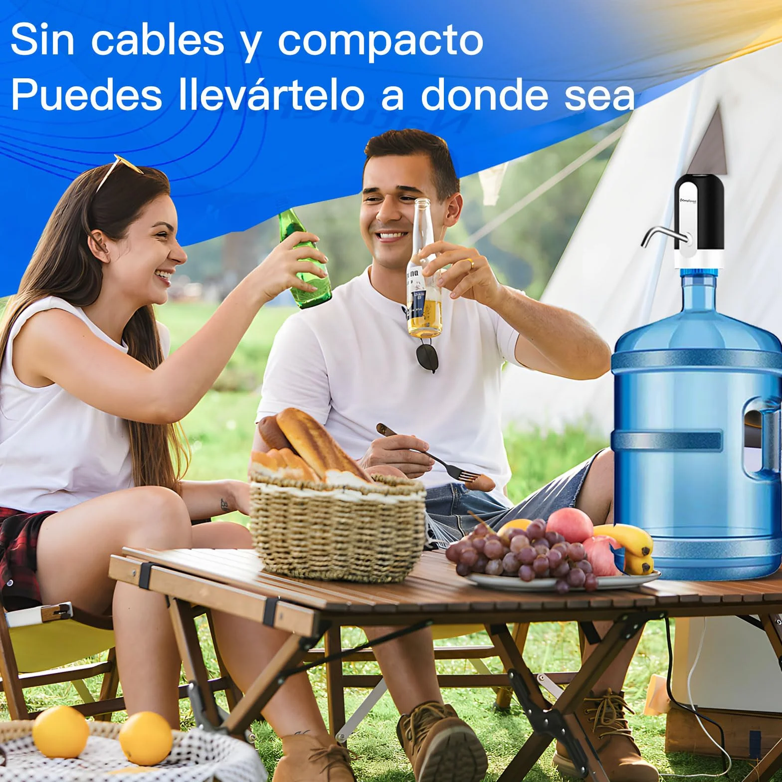 EASYSPEED Dispensador de Agua Fría Automático, 1200 mAh Eléctrico USB Bomba Grifo de Agua, Negro