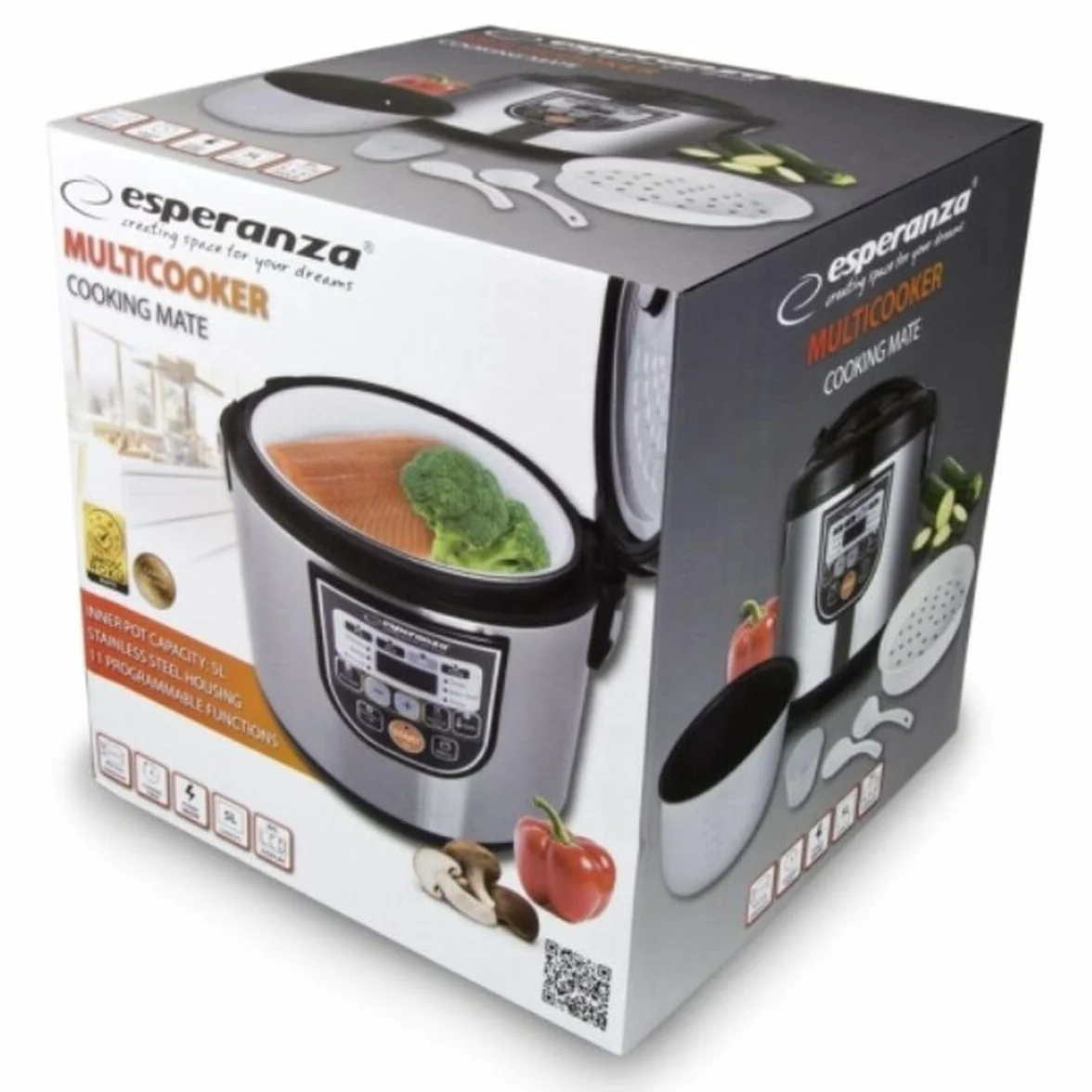 Esperanza EKG011 Multi Cooker 5 L 860 W Black Stainless Steel