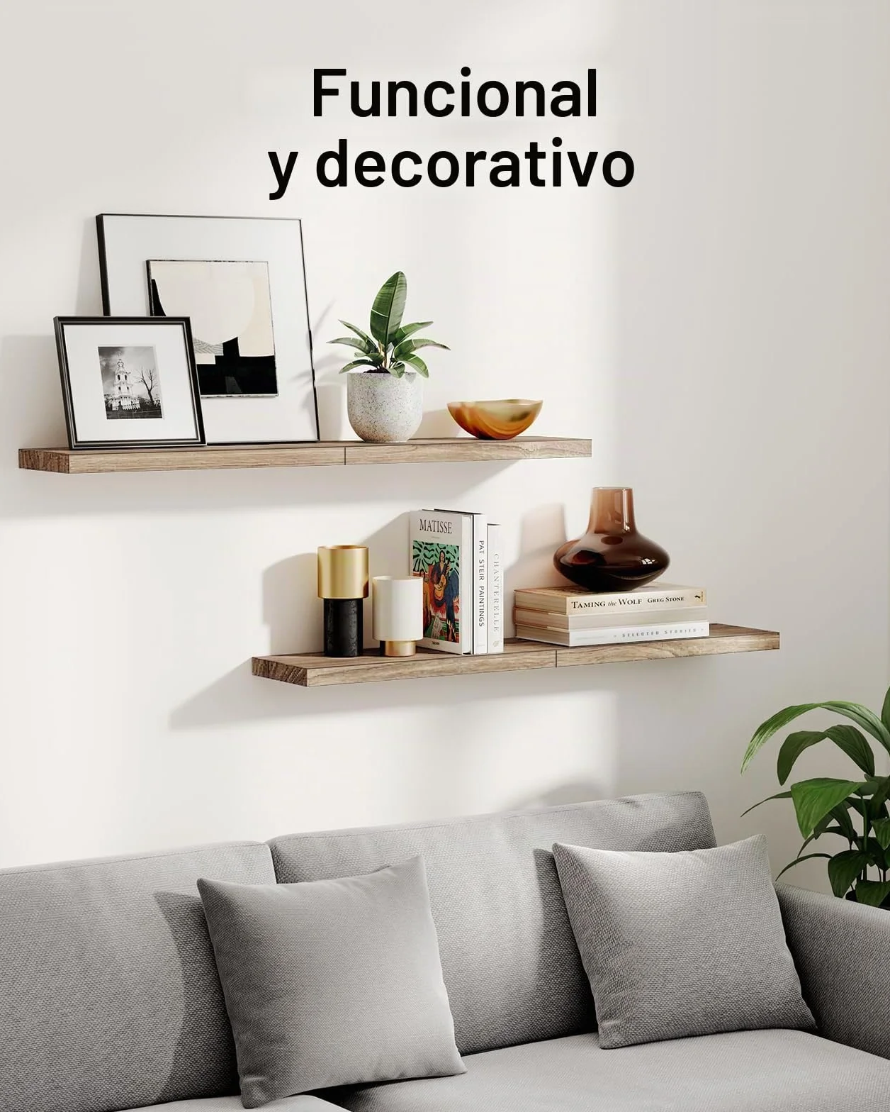 Pipishell Estanteria Pared 40 cm Estantes Madera Paulownia Juego de 4 Marrón Claro