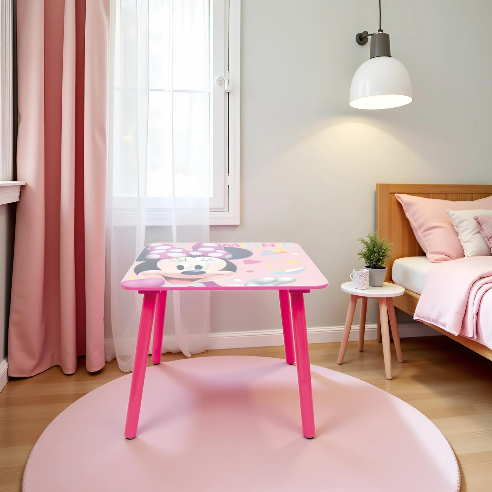 ARDITEX Minnie Mouse Set Mesa y 2 Sillas Infantiles Madera 50x50x44 cm