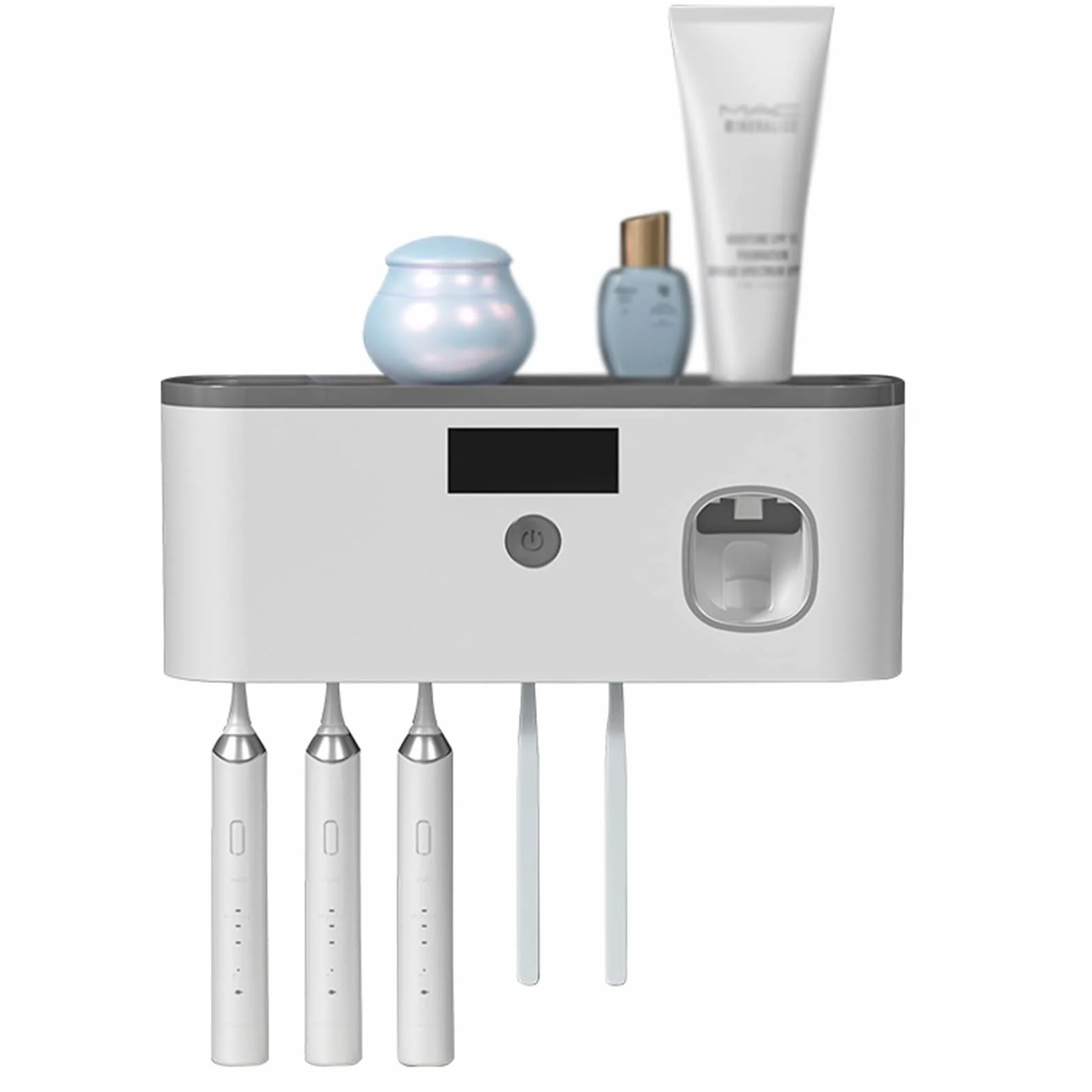 Desinfectante UV, soporte para cepillo de dientes montado en la pared con función de esterilización, desinfectante para cepillo de dientes eléctrico, secado al aire, organizador de baño, recargable