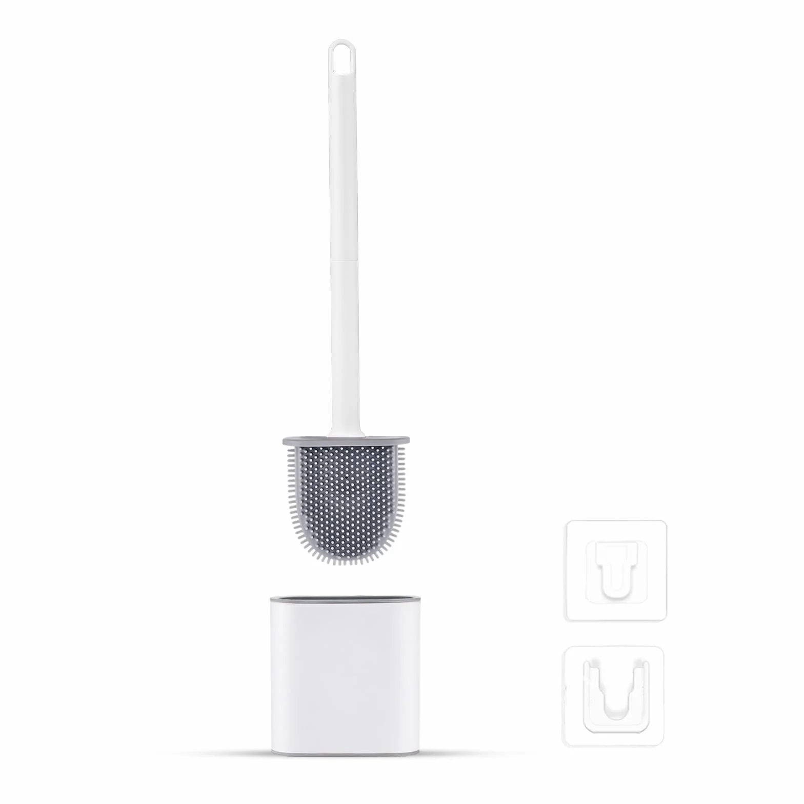 Ibergrif M34151-3 Escobillas y Portaescobillas de Inodoro, Cepillo y Soporte para WC, Silicona, Blanco
