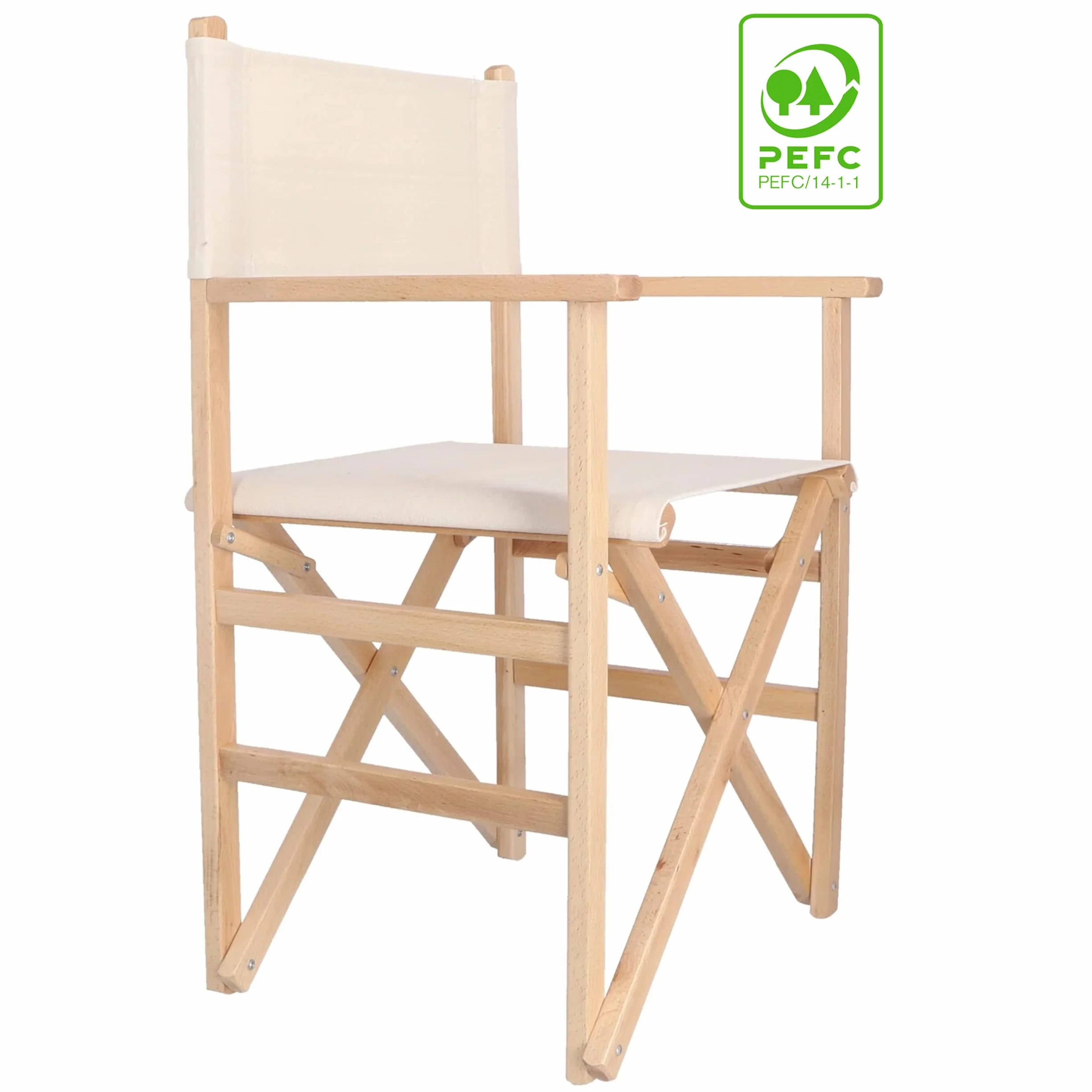Aranaz - Sillón Director Plegable Sin Barniz Lona, Cruda