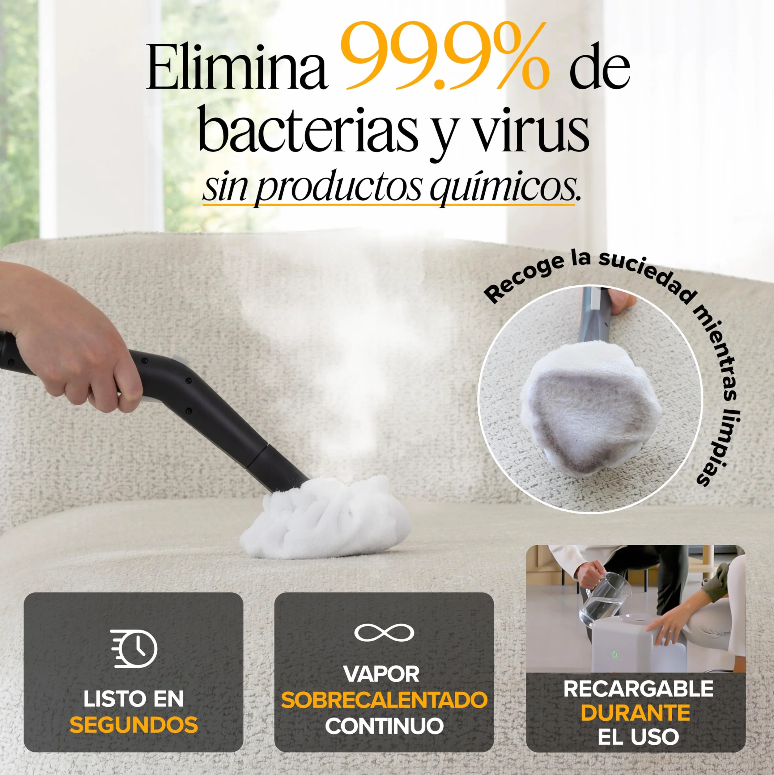 Dupray Neat Plus Limpiador a Vapor – 18 Accesorios, Vapor Potente sin Químicos, Limpieza Profunda para Suelos, Sofás, Cocina, Baño y Coche