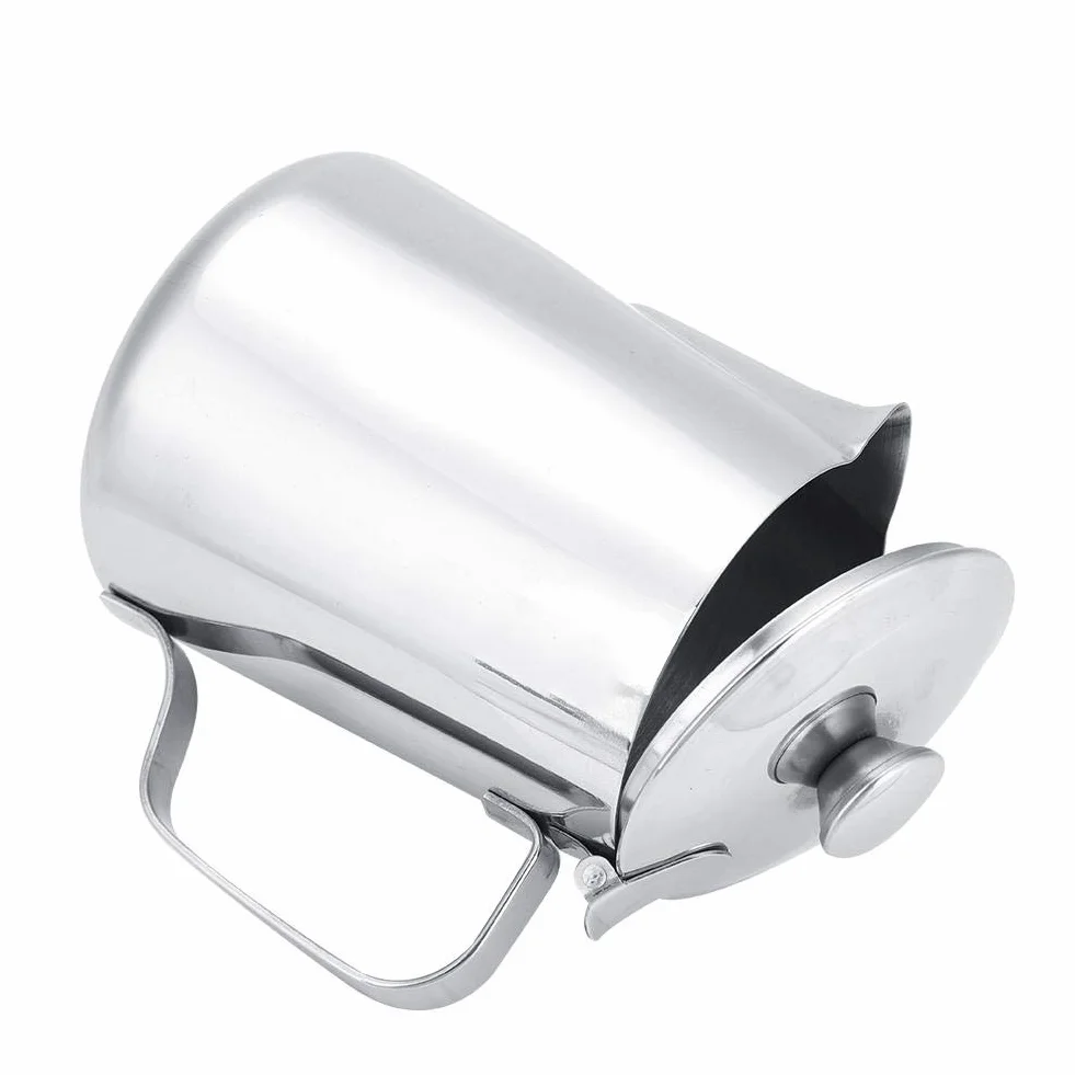 Nikou Taza de espuma, taza de café de acero inoxidable Jarra de espuma de leche Jarra con tapa para café con leche Arte(600ml)