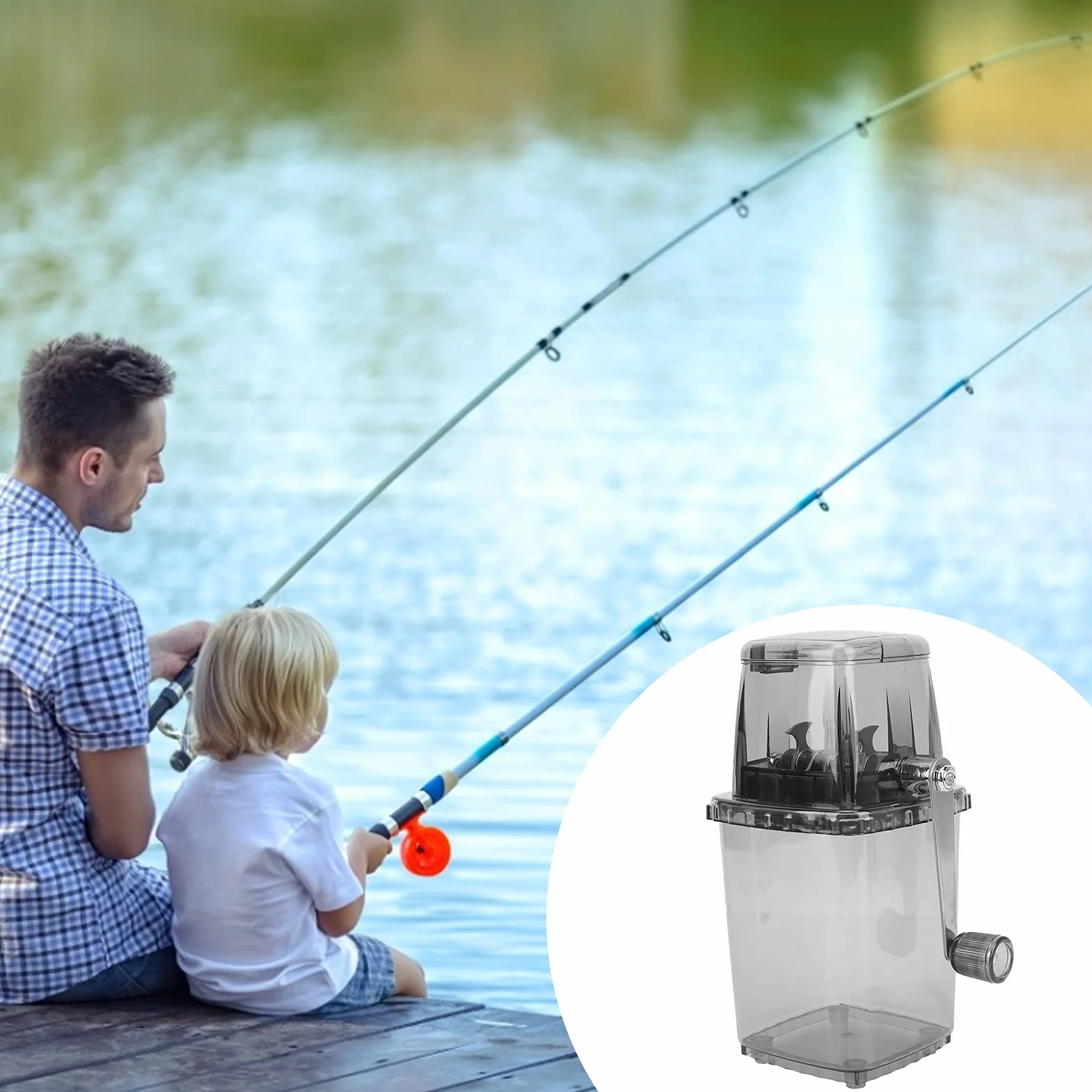 Trituradora de hielo con manivela de acero inoxidable transparente portátil