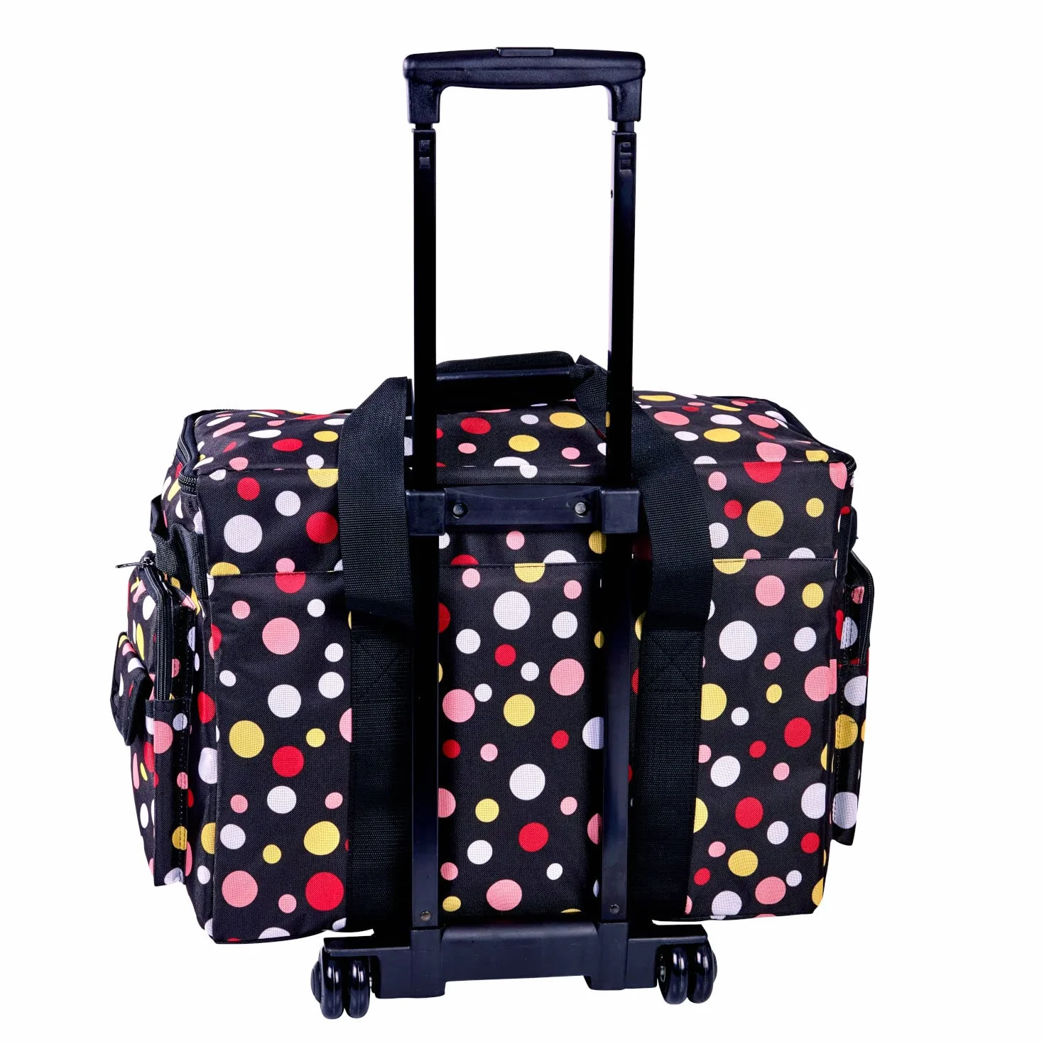 Sewing-Online Bolsa Grande con Ruedas para máquina de Coser en una Duradera Tela Negra con Manchas Multicolores, 51 x 38 x 28 cm, Abedul 006106 / BM