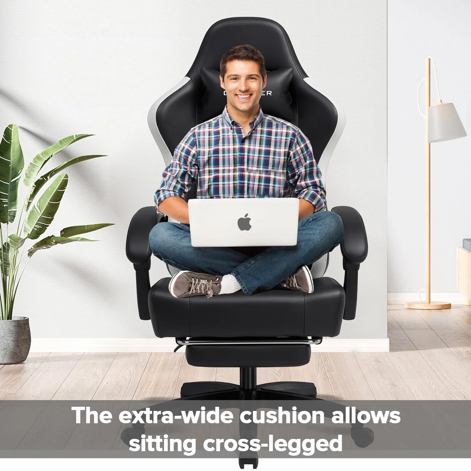 GTPLAYER Silla Gaming Tela Ergonómica Transpirable Silla Gamer Reclinable con Reposapiés, Cojín Lumbar y Reposacabeza Sillas Gaming Regulable en Altura para Juegos de Estudio y Trabajo Negro