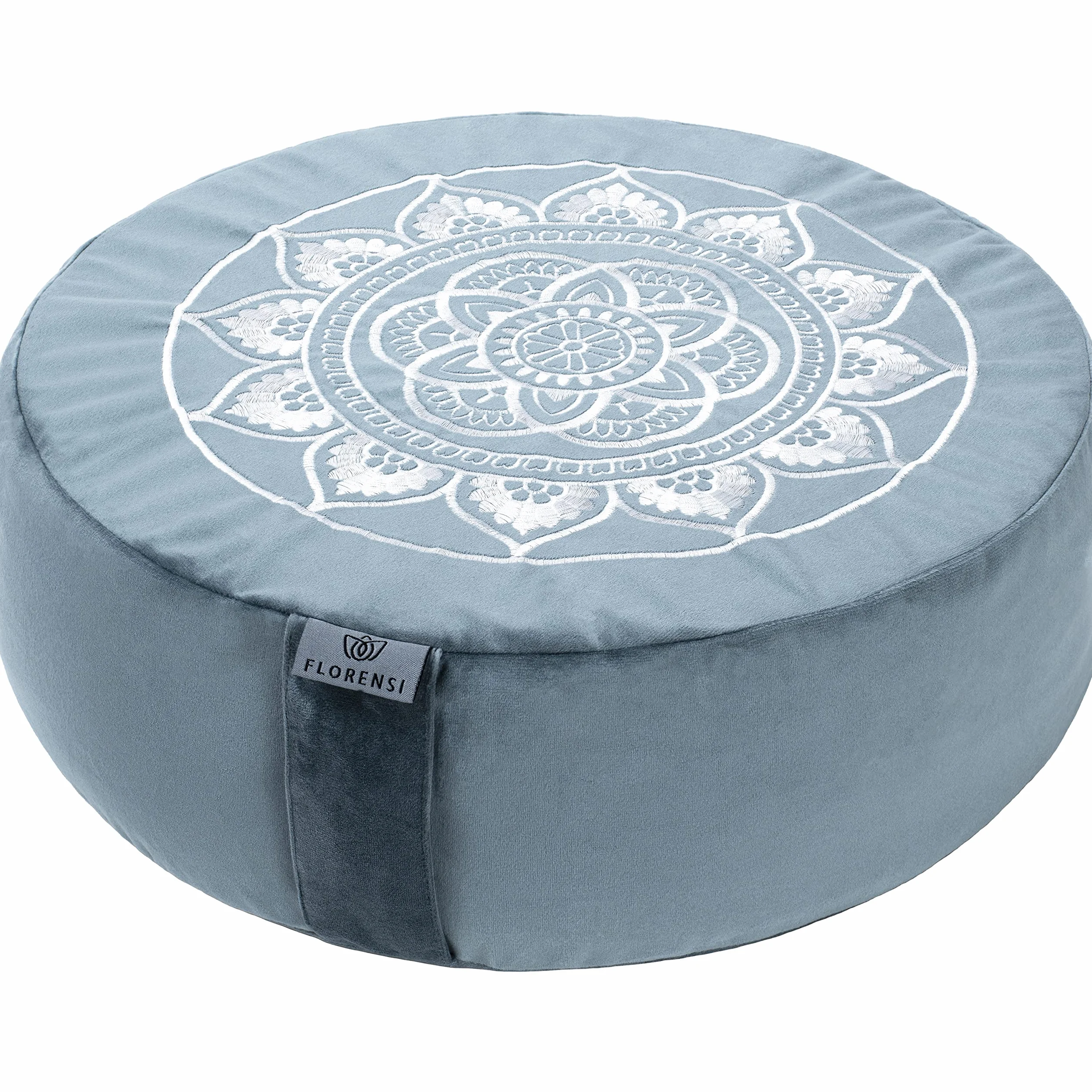 Florensi Cojín de meditación, cómoda Almohada de Suelo, Almohada Tradicional de meditación de Media Luna con Hermosa Funda de Terciopelo, Asiento Grande para Adultos, cojín de Trigo sarraceno de Yoga