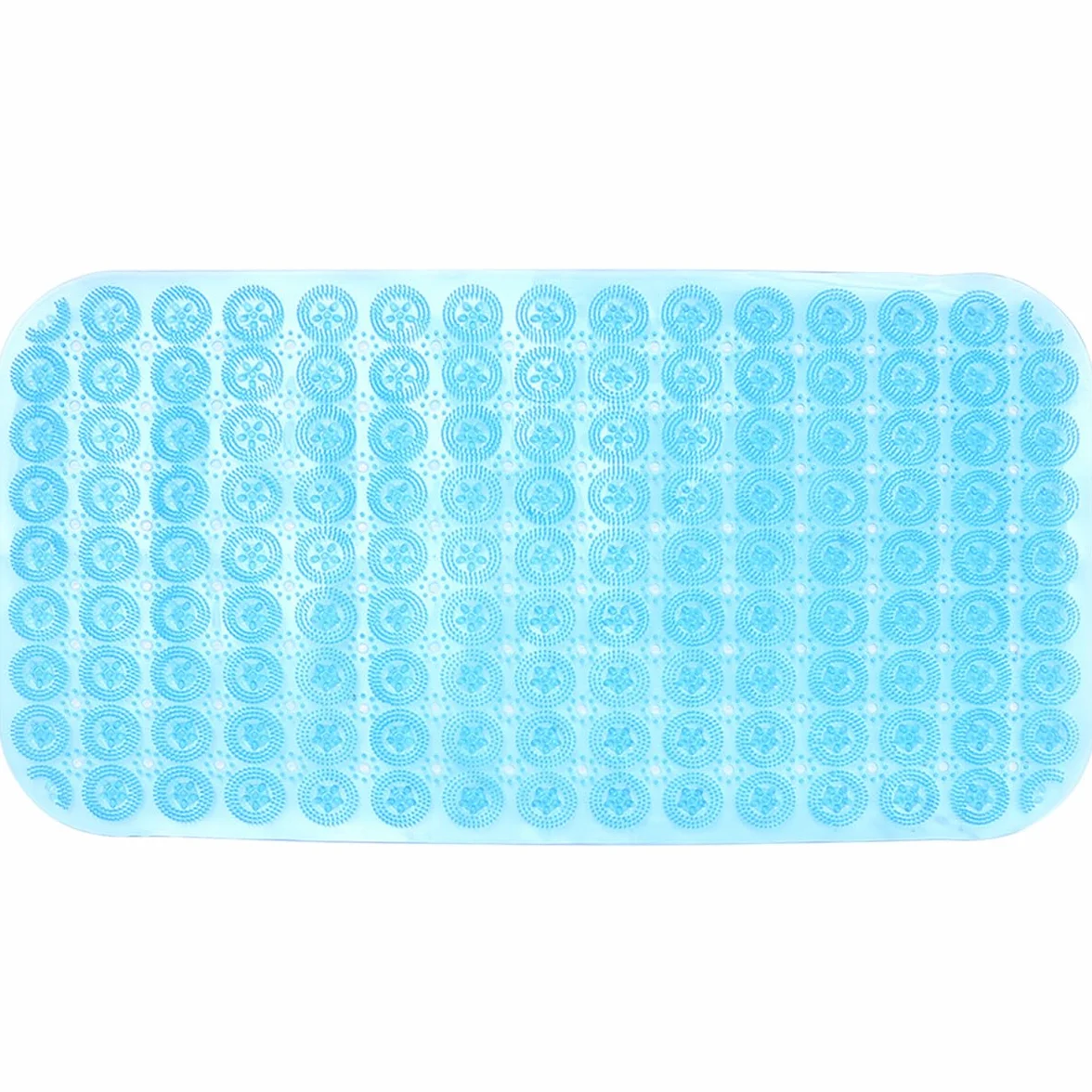 Alfombra de Bañera Antideslizante de PVC Azul con Ventosas | Acabado Texturizado, Superficie con Agarre, Diseño para Ducha y Bañera