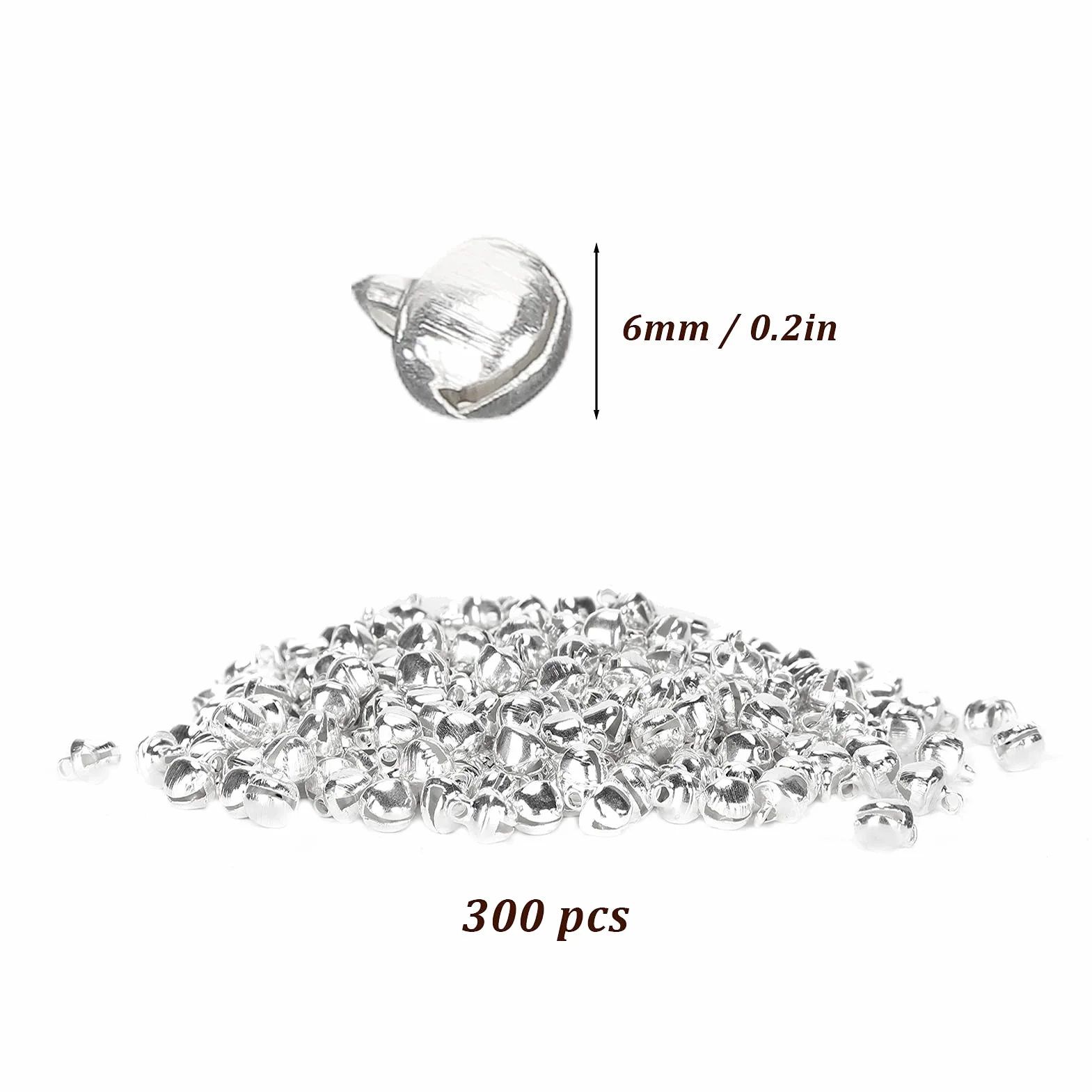 Cascabeles Pequeños de Hierro Plateado 300 Piezas para Pulsera, Collar, Llavero, Decoración Navideña