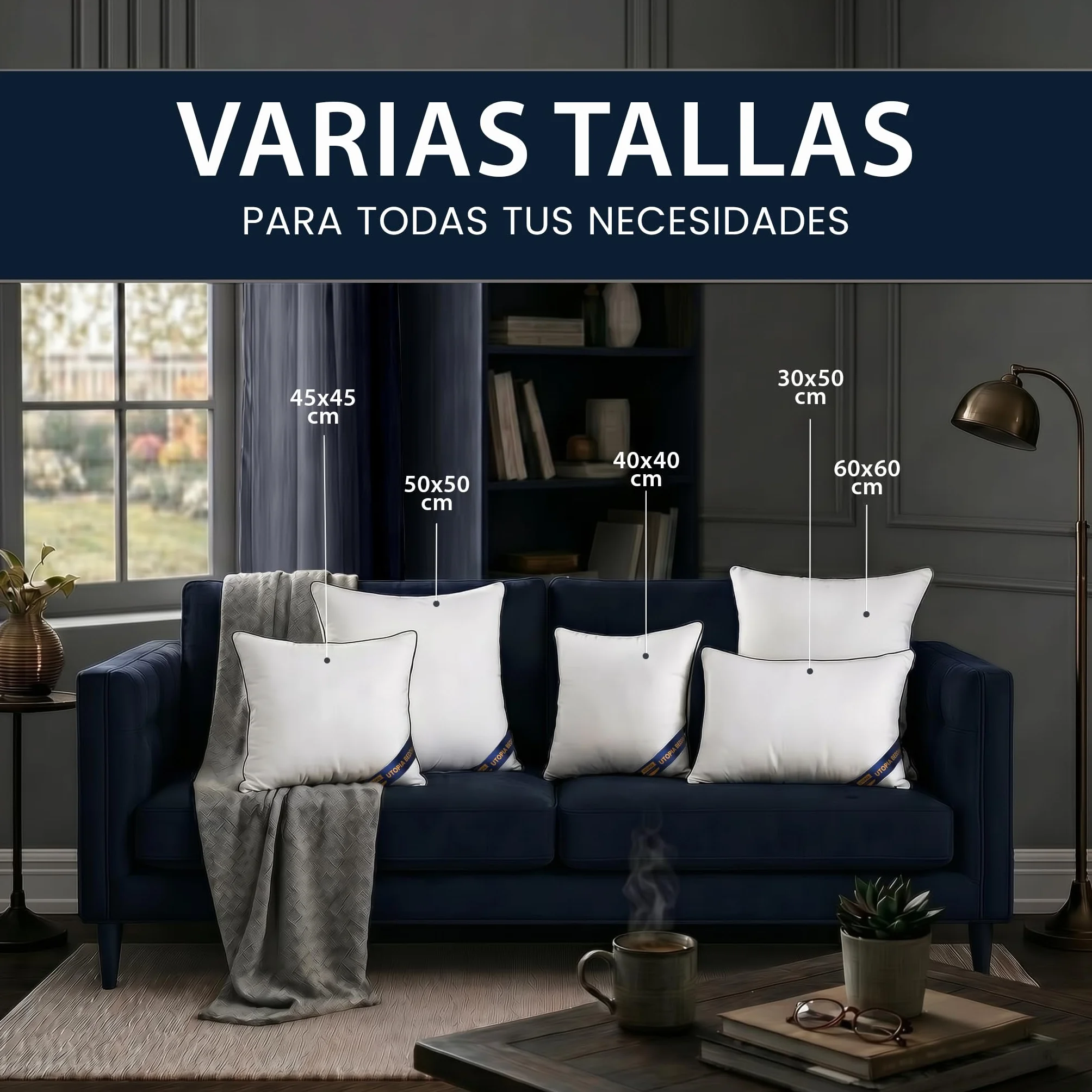 Utopia Bedding Relleno Cojín Decorativo 30x50 cm Blanco 2 Unidades