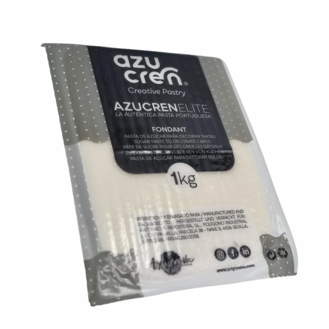 Azucren Fondant 1 Kg Pasta de Azucar Blanco para Cubrir Tartas