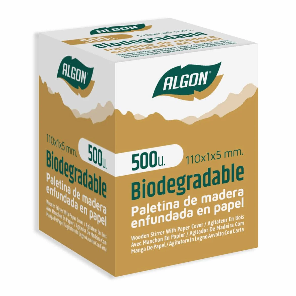 500 Paletinas de Madera envueltos Individualmente en Papel de 11 cm. Palitos de café Desechables, Palitos removedores de café biodegradables. Agitadores de café.