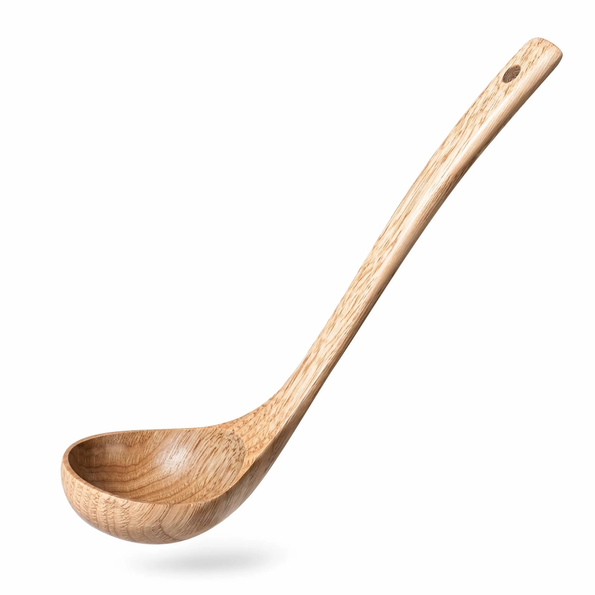 Cucharón de sopa de madera, mango largo de 2 onzas, cuchara de sopa profunda para servir y cocinar, cucharas de madera Schima para sopa, cucharón de sopa de madera, natural y sostenible