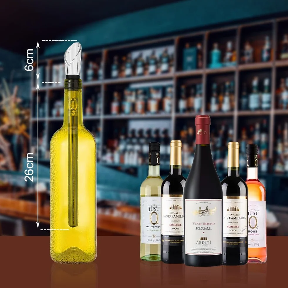 Enfriador Botellas Vino con Varilla de Enfriamiento, Acero Inoxidable, Aereador y Vertedor