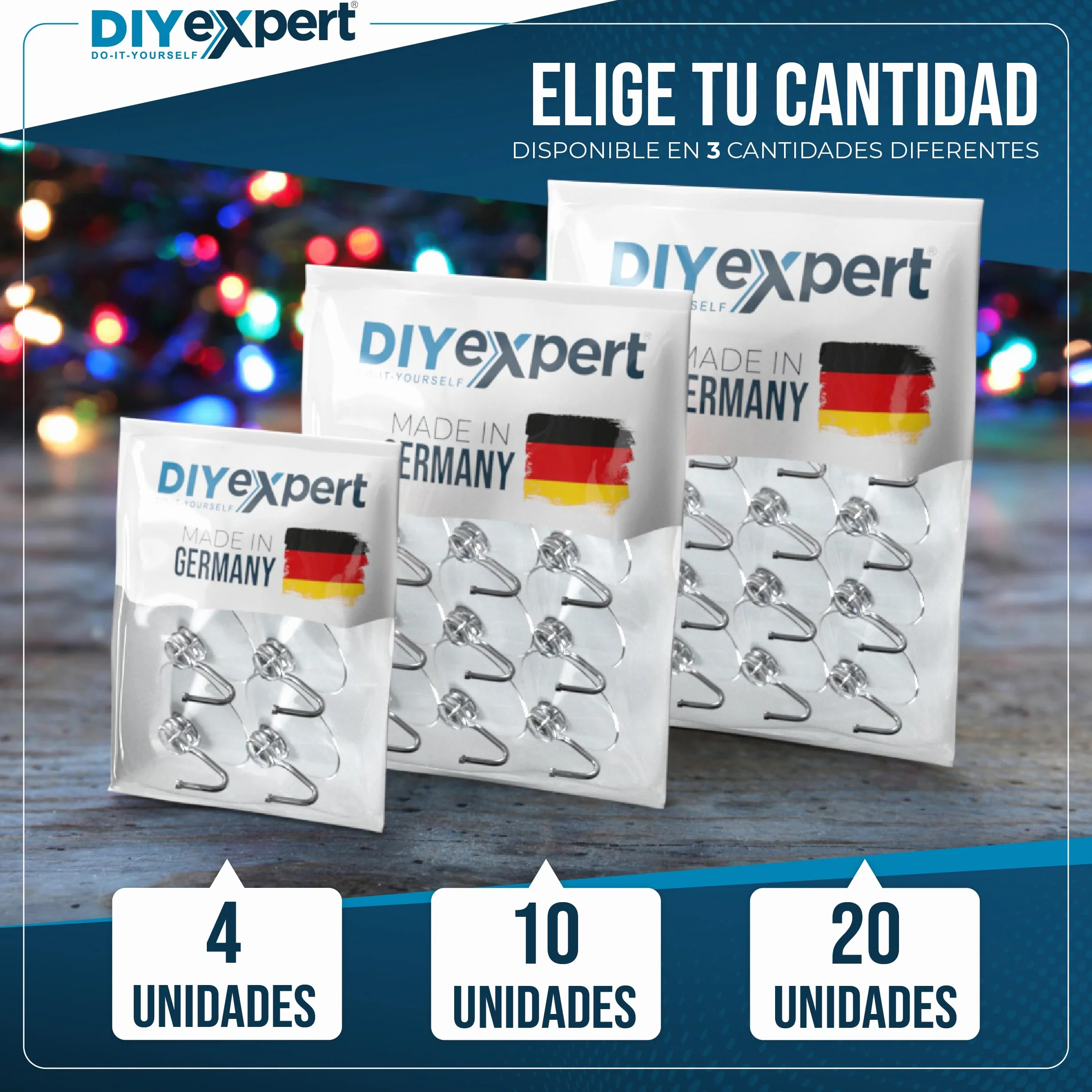 DIYexpert Ventosa con gancho | Gancho de succión fabricado en Alemania | [Ø 40 mm] [10 piezas] | Ventosas de alta calidad para camping y coche | Ideal como toallero y decoración navideña