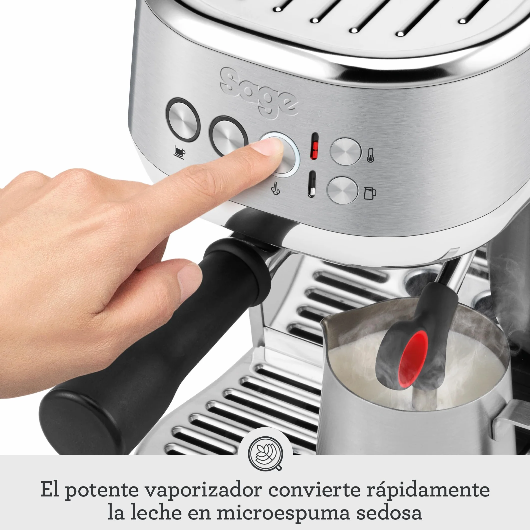 Sage - The Bambino Plus - Cafetera Express Compacta con Espumador de Leche Automático - Cafetera Semiautomática con Preinfusión y Calentamiento Rápido en 3 Segundos - Acero Inoxidable Negro