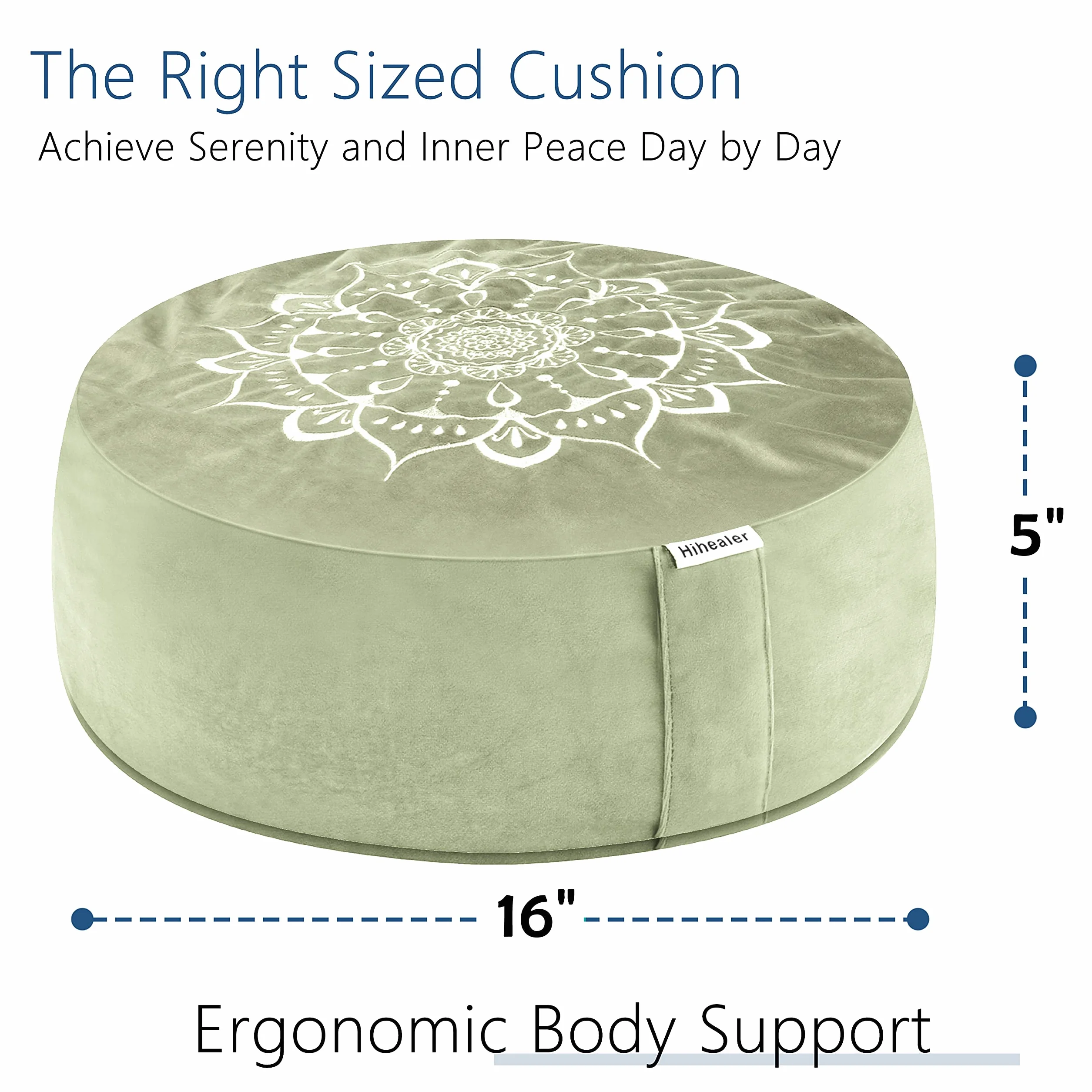 Hihealer Meditation Cushion with Extra Velvet Cover Large Traditional Tibetan Zafu Filled by Buckwheat Hulls