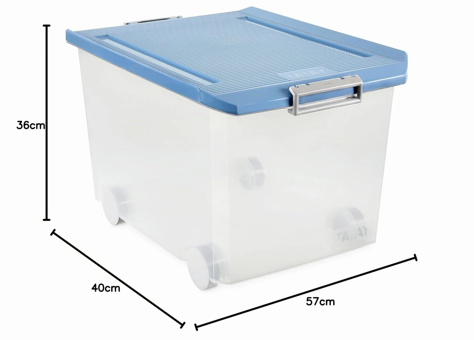 Tatay - Caja de Almacenaje Multiusos Bajo Cama con Tapa y Ruedas de 63 L de Capacidad. Plástico Polipropileno Libre de BPA. Forma Rectangular, Medidas 40 x 57 x 36 cm (L x An x Al)