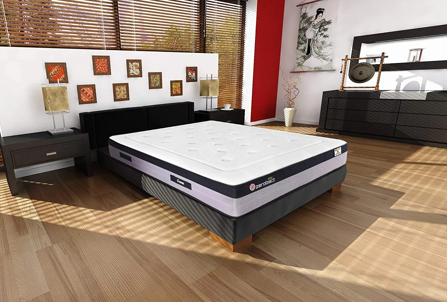 Colchón Viscoelástico Muelles Ensacados 135x190 cm Altura 30 cm Antideslizante Antibacterial