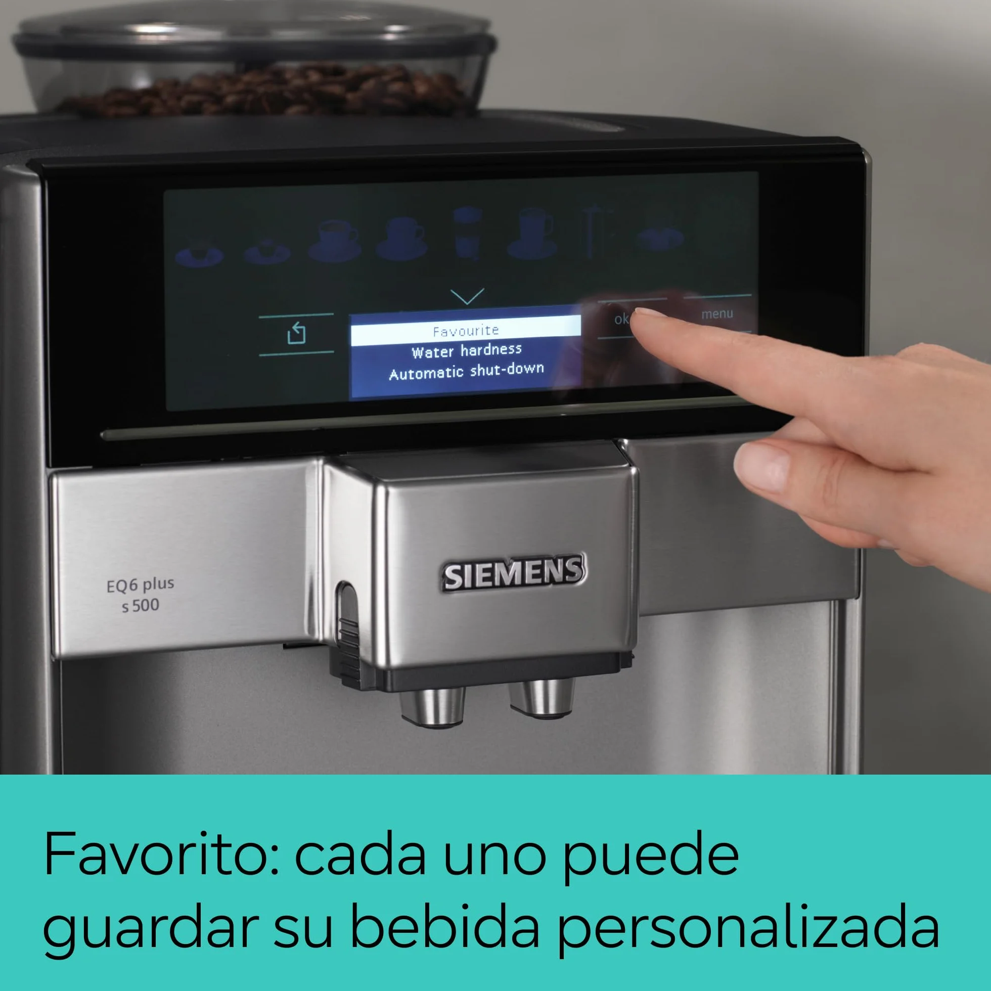Siemens - Cafetera automática, sistema de leche, 12 bebidas, limpieza automática del depósito de leche, molinillo cerámico, pantalla táctil grande, EQ6 plus s500, TE655203RW