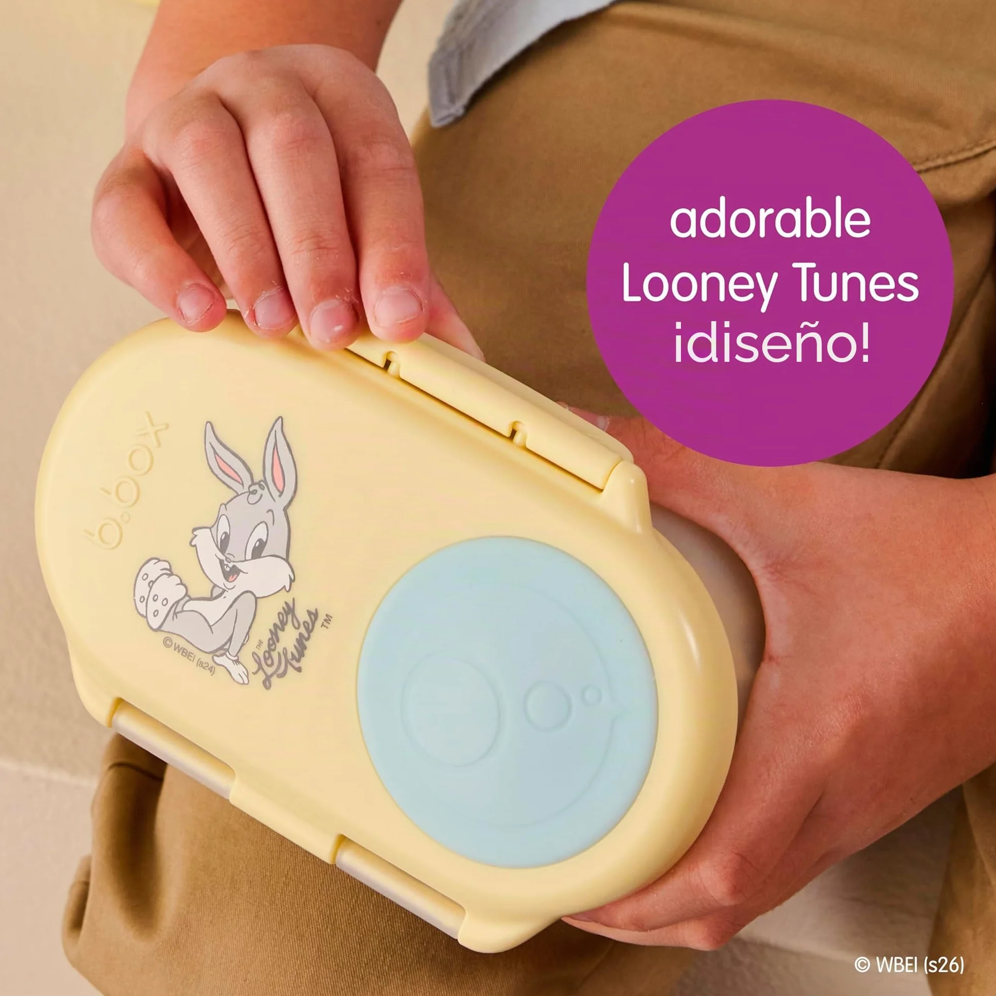 b.box Looney Tunes Fiambrera Infantil con Compartimentos | Bento Box Infantil Mini con 2 Compartimentos Herméticos | Caja de Almuerzo y Picoteo para Niños | Cabe 1 Fruta Entera | Sin BPA