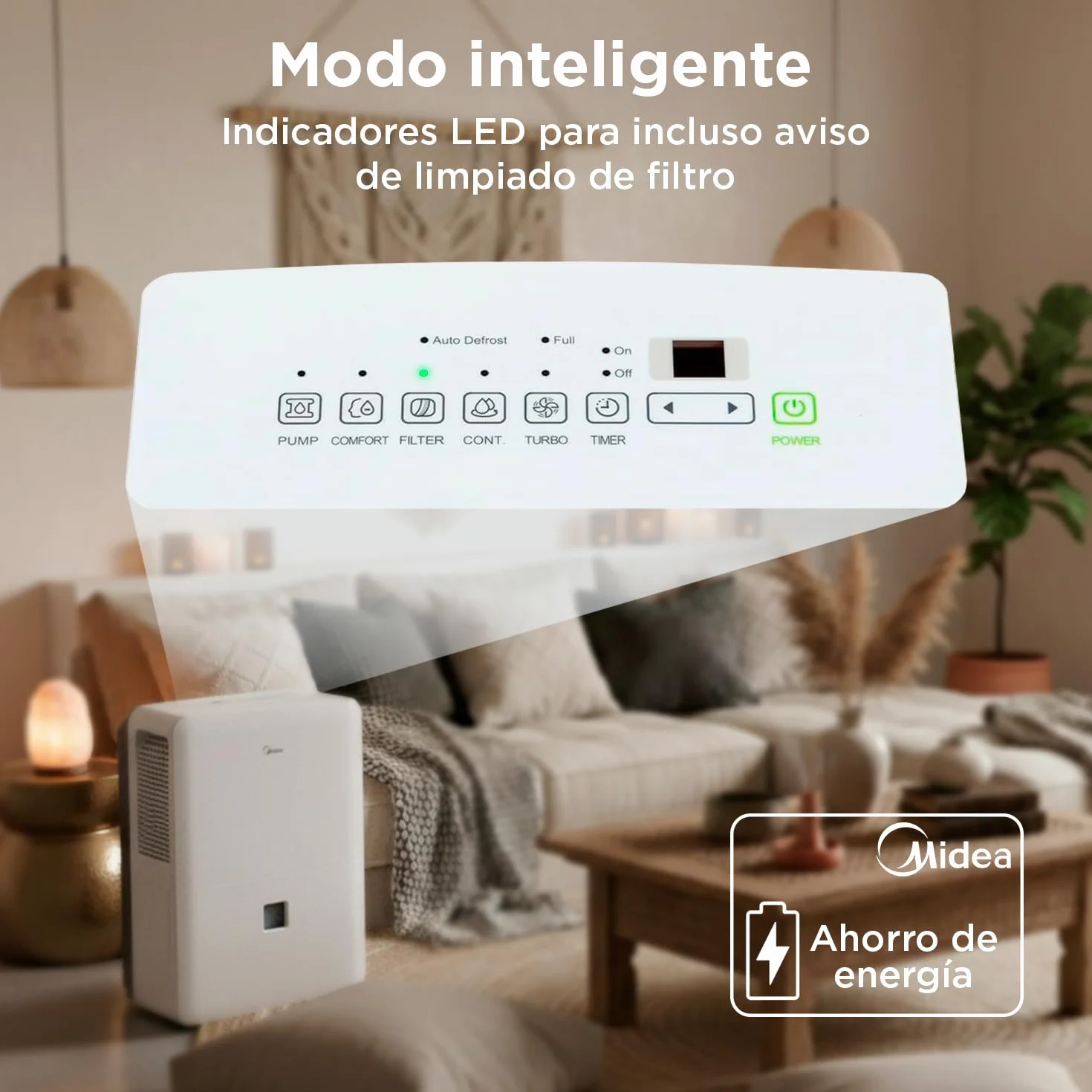 MIDEA Deshumidificador de humedad interior 50L/Dia | Depósito extraible de 6L, APP/Wifi, Modo Confort, Temporizador de 24H | Desumidifador Industrial de Gran capacidad hasta 120 m2/300 m3