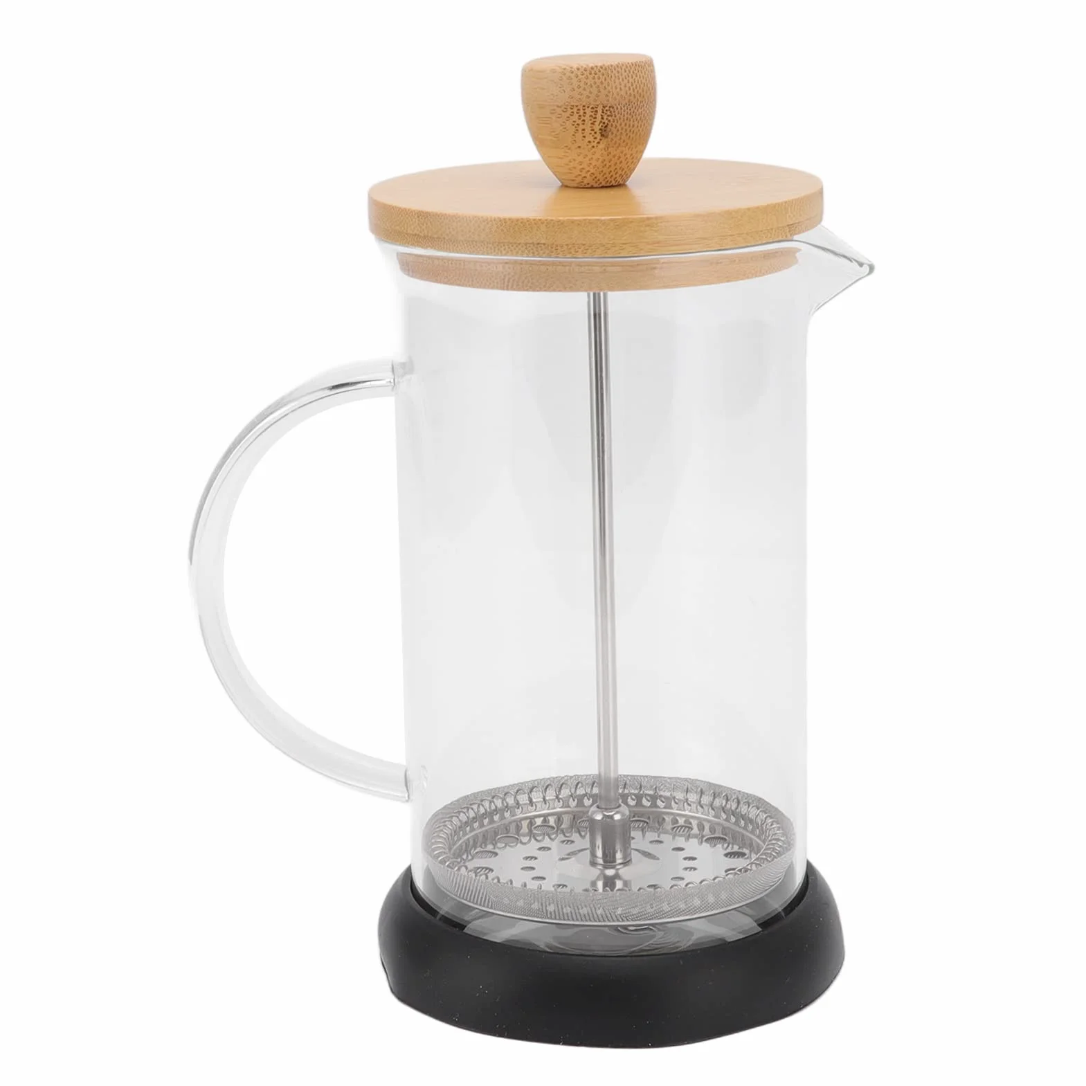 Prensa Francesa Vidrio Borosilicato 350ml Tapa Bambú Filtro Manual