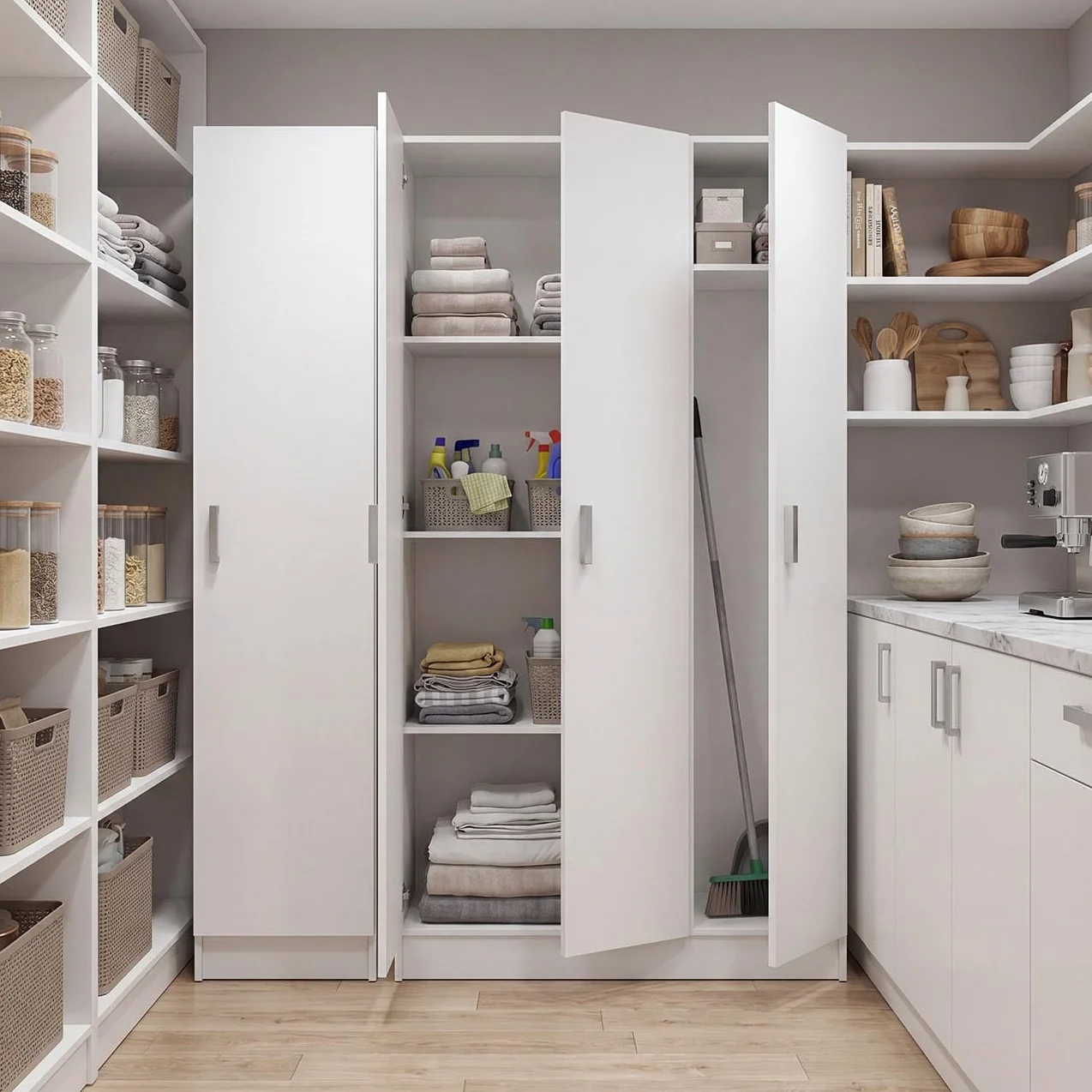 Duehome Armario Multiusos 1 Puerta Blanco 37x180x37 cm