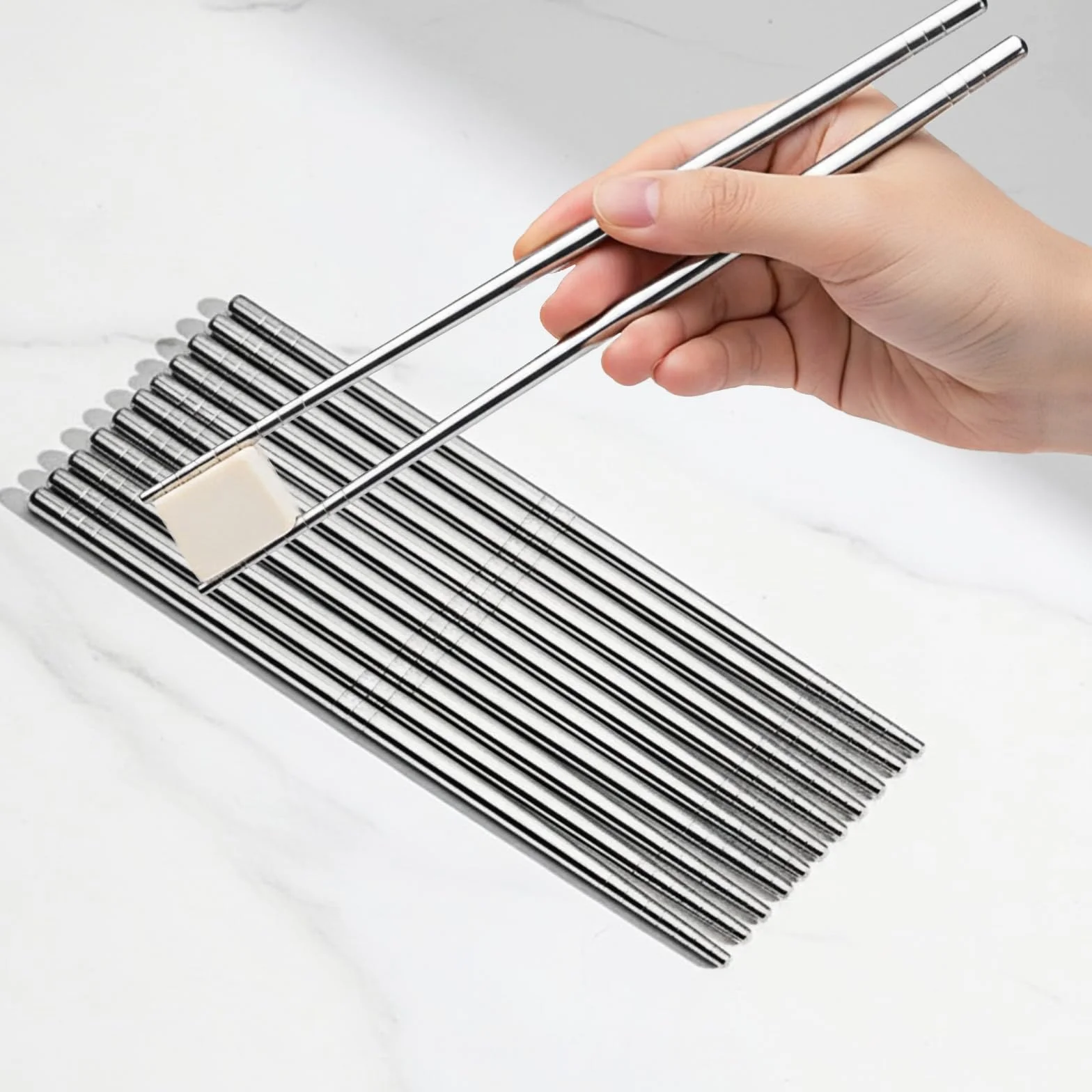 Palillos de acero inoxidable 23 cm aptos para lavavajillas para sushi cocina china japonesa coreana