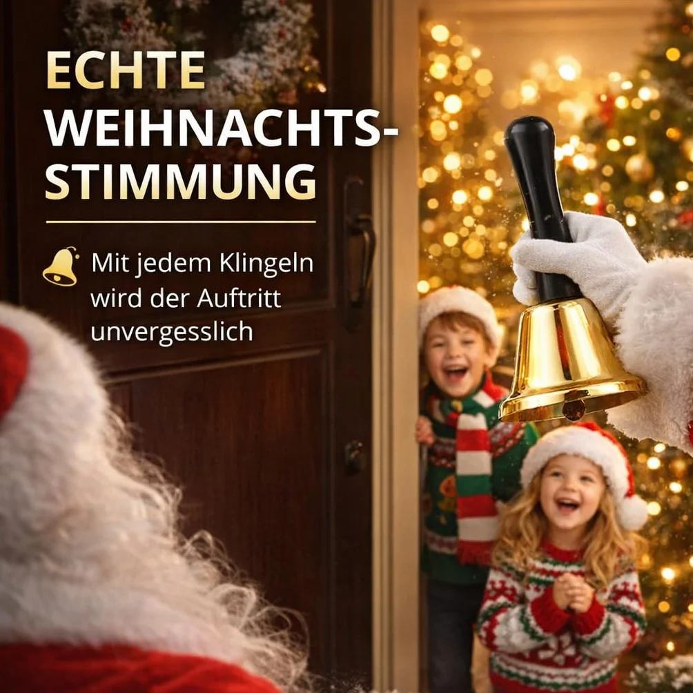 TK Gruppe Timo Klingler Campana de Navidad de Papá Noel, Dorada, Accesorio para Disfraz (1 Unidad)
