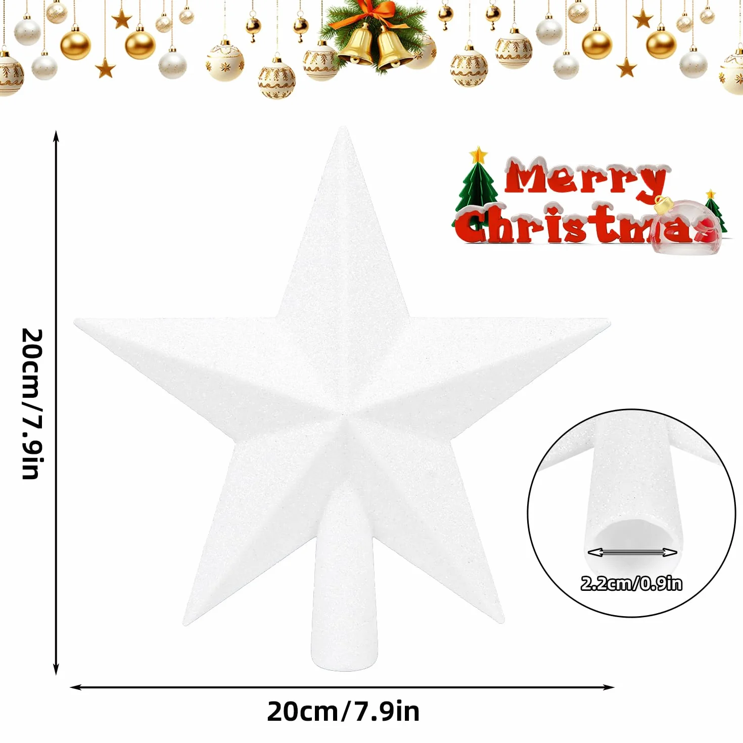 SULOLI Estrella para Árbol de Navidad 19cm Blanca