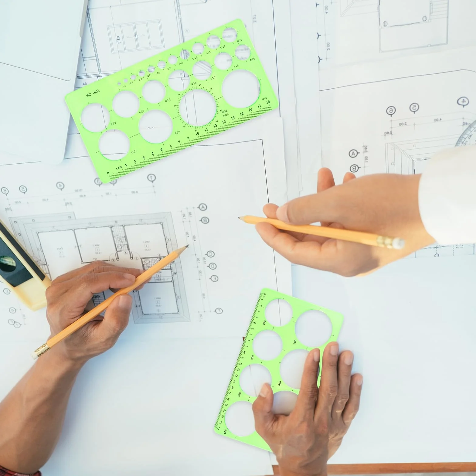 Plantilla circular Ymapinc para dibujar, reglas de medición geométricas transparentes, 4 piezas