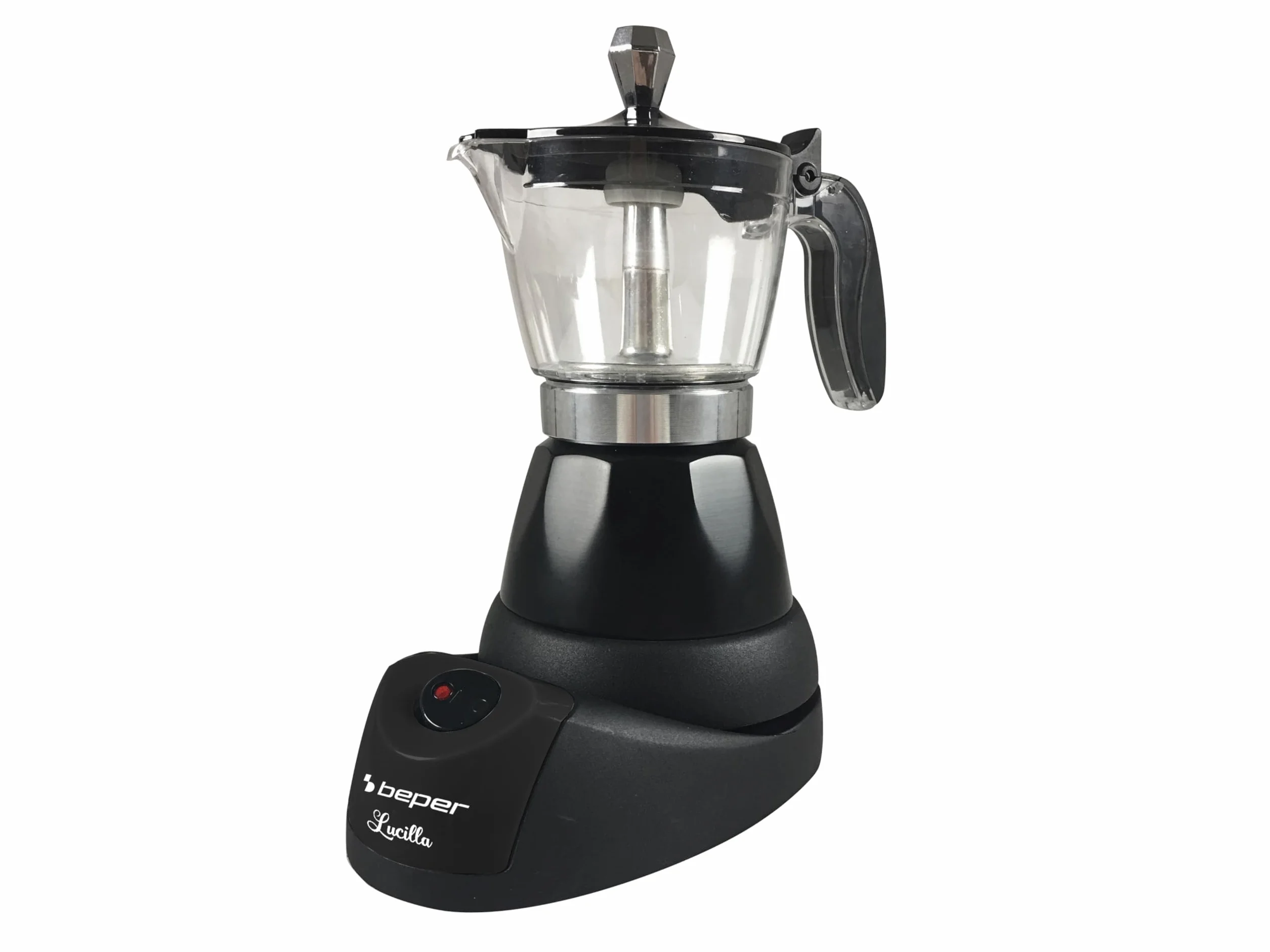 BEPER BC.040N Cafetera Eléctrica Moka Pot, 3 tazas, Auto-Off, Negro