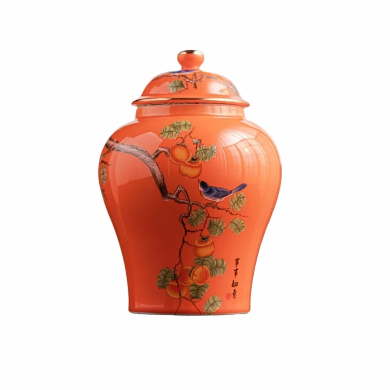 Tarro de Té de Cerámica Almacenamiento sellado del ornamento de la sobremesa tarro té cerámica bobina floral planta(D)