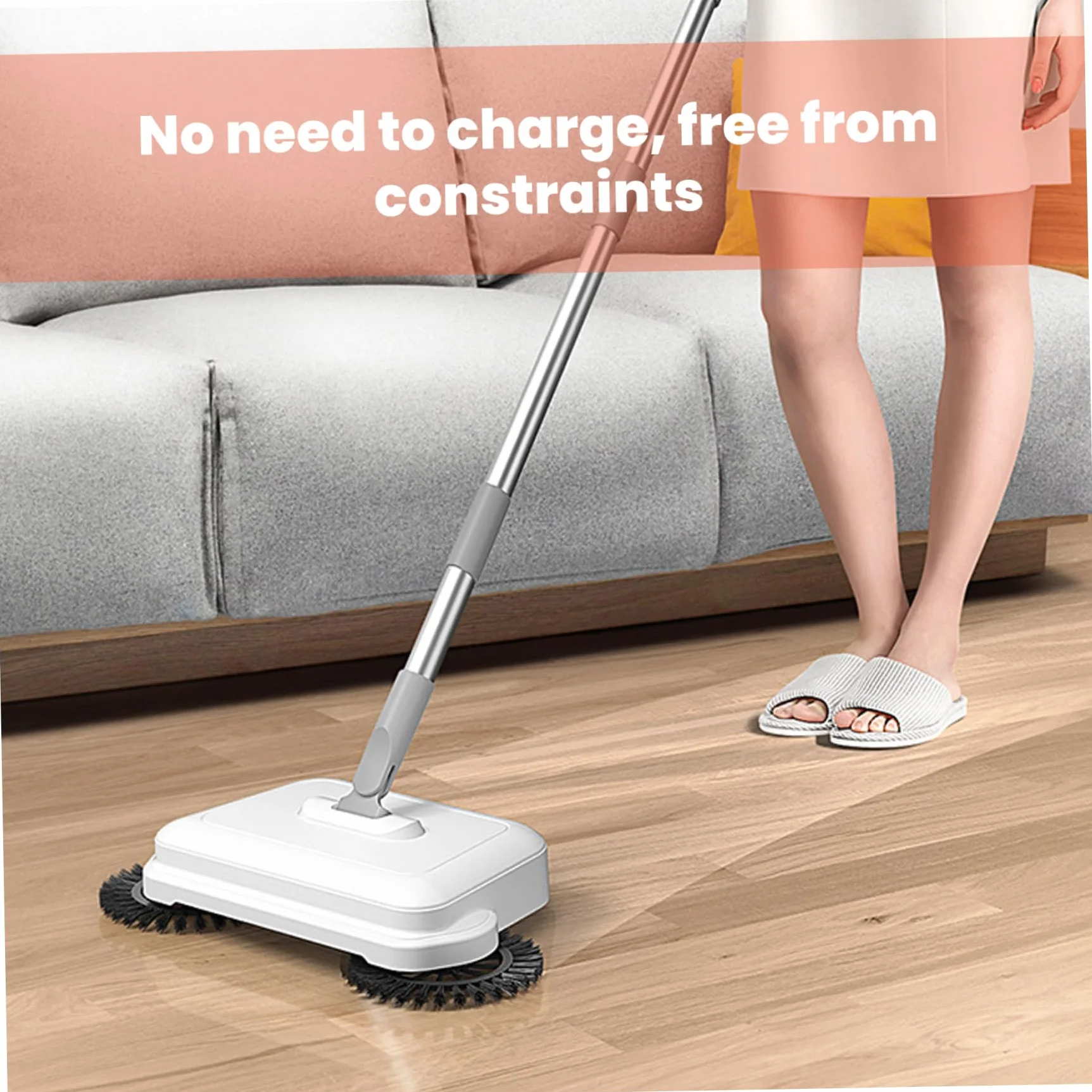 Barredora de Piso 2 en 1 360° Giratoria con Mango Largo para Hogar y Oficina