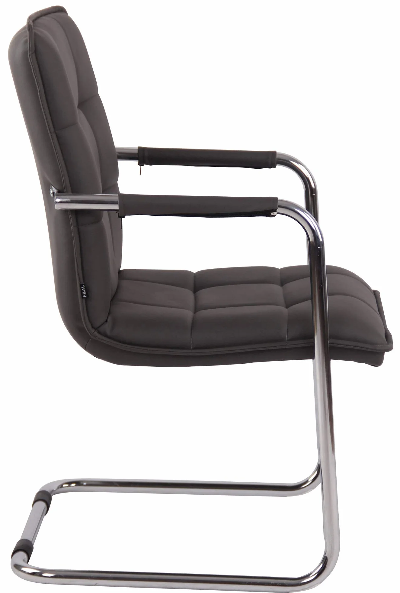 Silla de Conferencia Gandia en Polipiel con Reposabrazos Silla Cantiléver Silla de Oficina Sin Ruedas Gris Marco Cromado