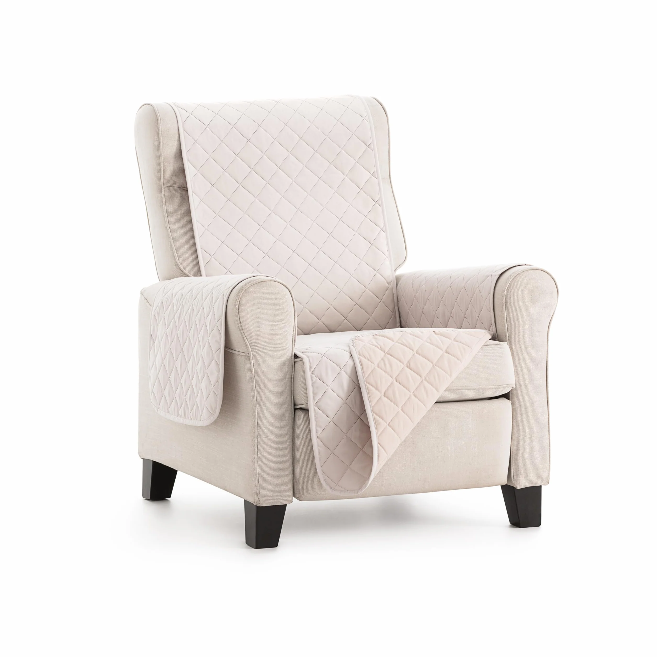 Funda Cubre Sillón Due Acolchada Reversible 1 Plaza 55 cm Marfil/Beige Protector de Sillón Relax y Orejero