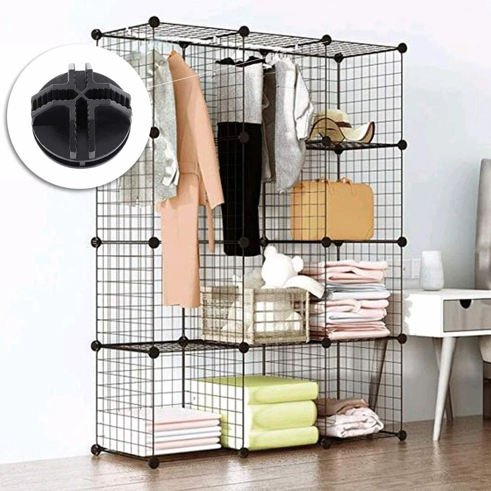 ManLee Conectores Armario Modular 40pcs Plástico Cubo Alambre Negro 3.7x3.7cm