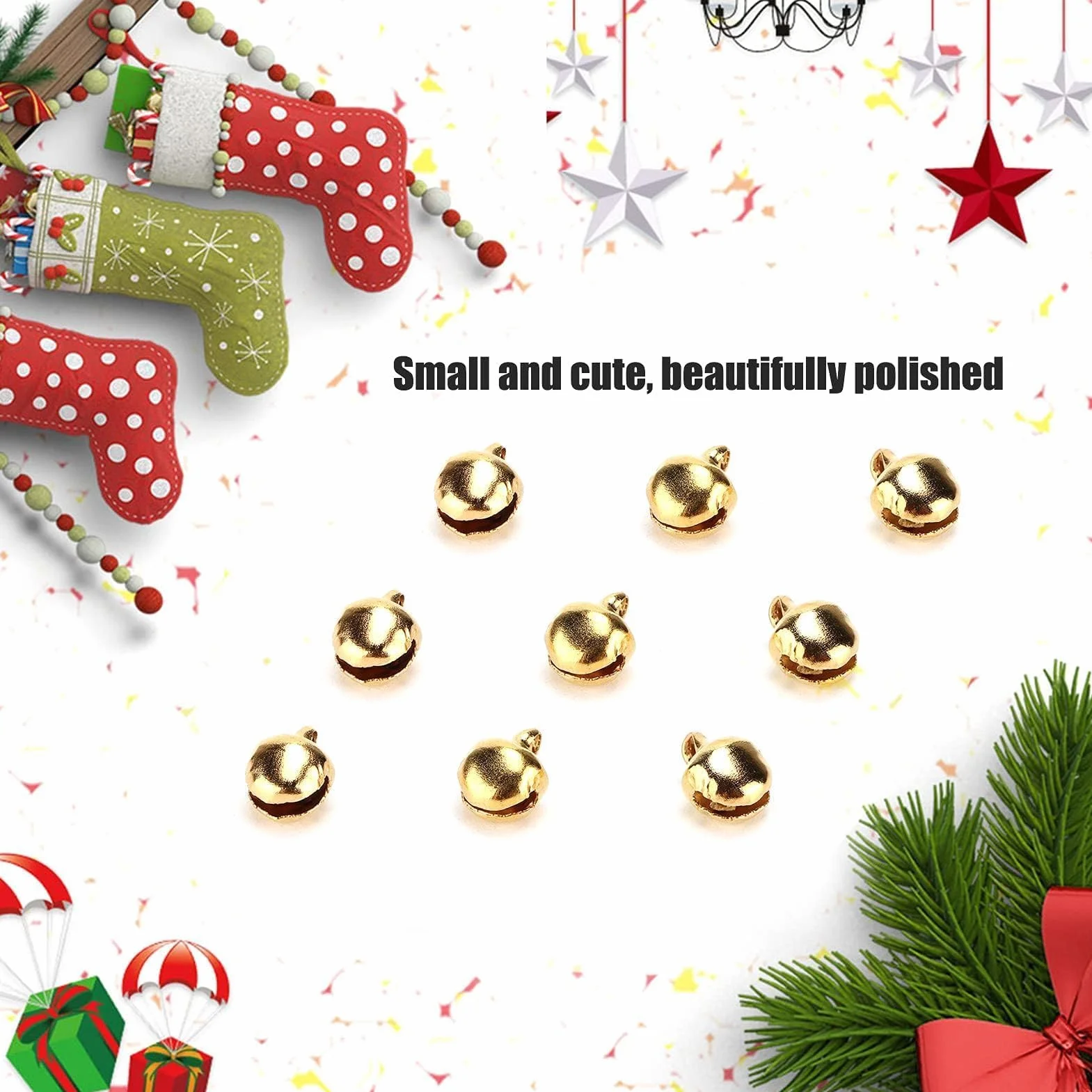Cascabeles Pequeños 6mm Dorados 300 Piezas para Manualidades Navidad