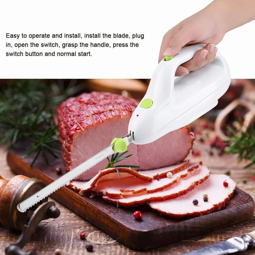 Ejoyous Cuchillo Eléctrico de Cocina, Motor 110W, Doble Interruptor de Seguridad, para Pan, Carne Congelada y Queso