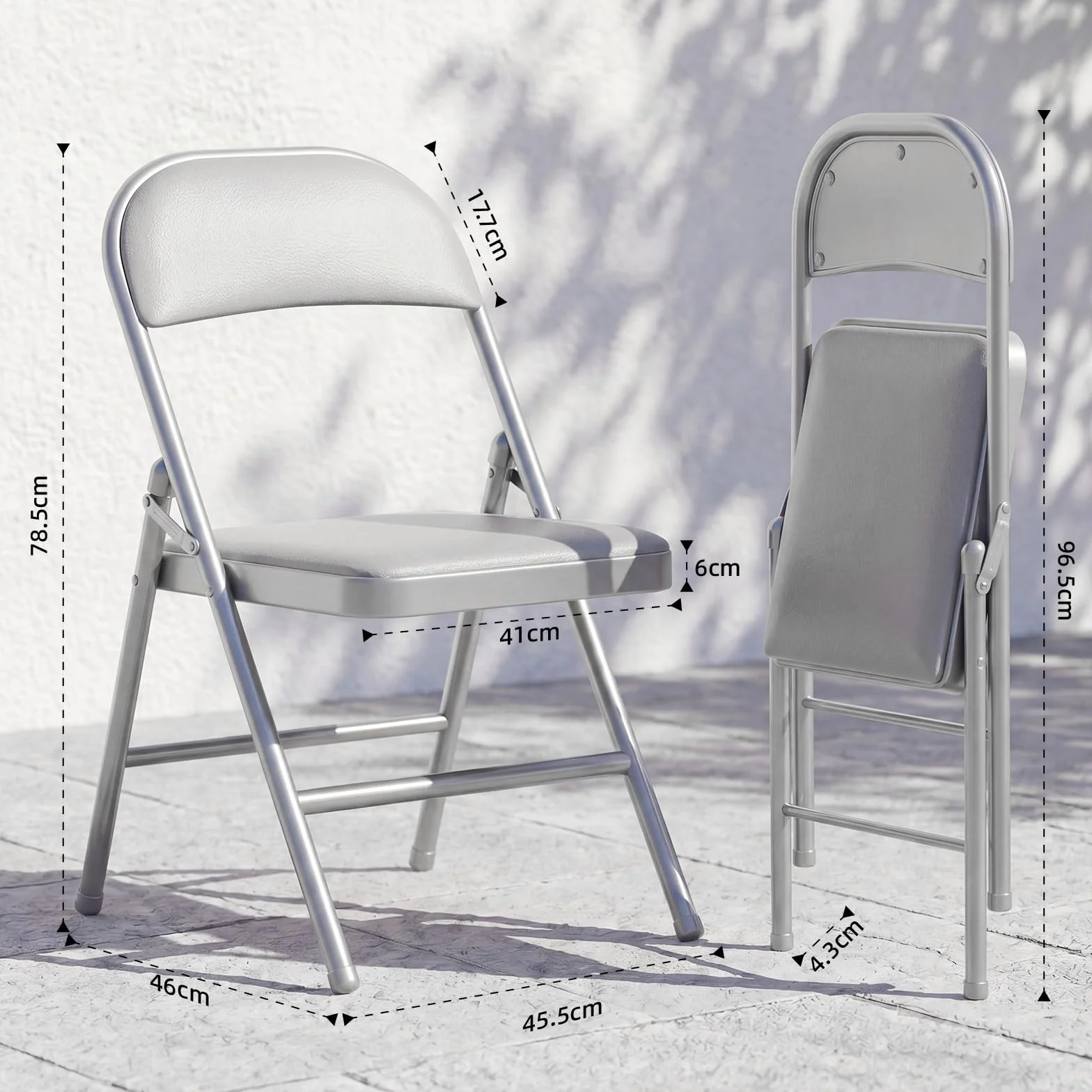 Juego de 4 sillas Plegables Acolchadas con Capacidad de Carga de hasta 158 kg, sillas Plegables de Metal con Fuerte Marco de Acero, sillas Plegables para Cocina, Comedor, Interior y Exterior