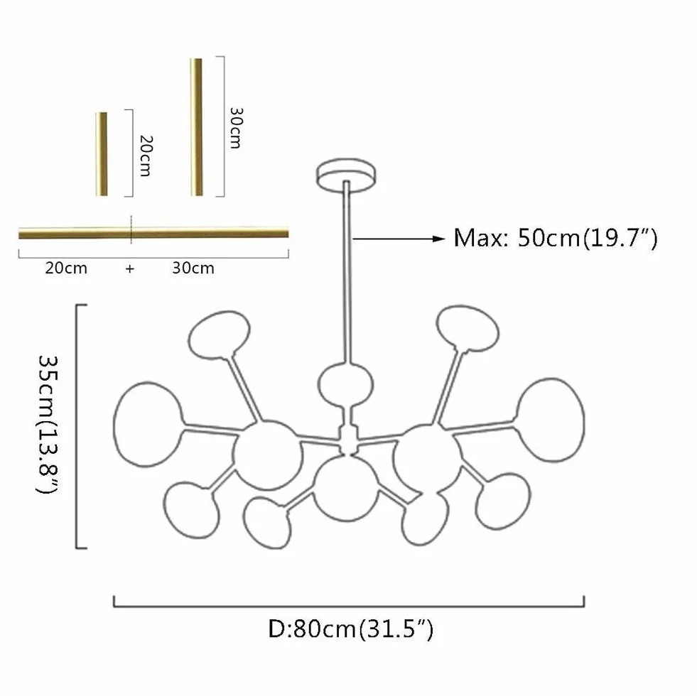 Lámpara de Araña Sputnik de Industria Moderna, Lámparas de Techo para el Hogar, Lámpara de Araña, Lámpara Colgante de Mediados de Siglo de Latón Cepillado, Lámpara de Araña de Bola de Vidrio In