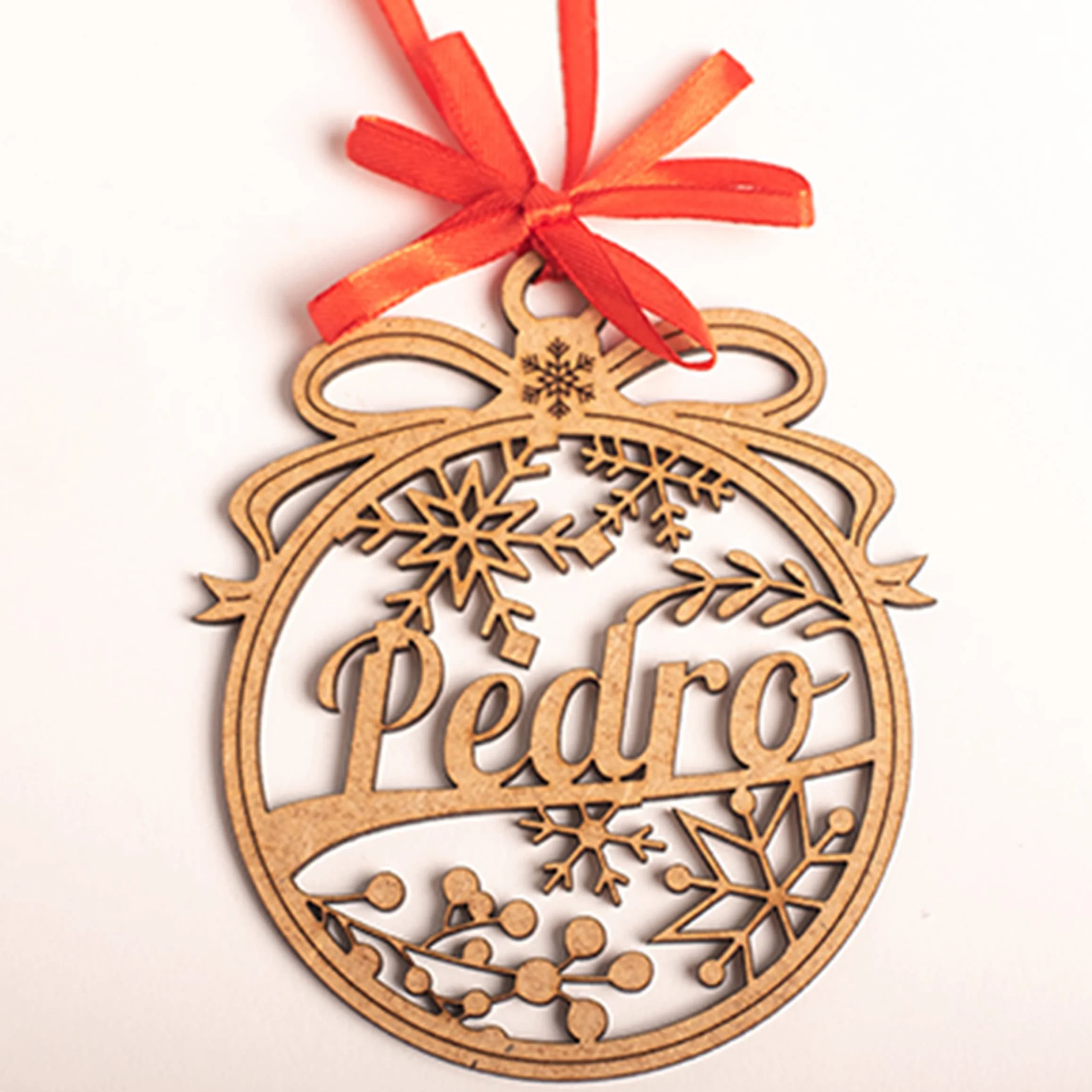 Bolas de Navidad Personalizada con Nombre de Madera - Decoración Navideña - Esfera Grabada en Madera de Máxima Calidad