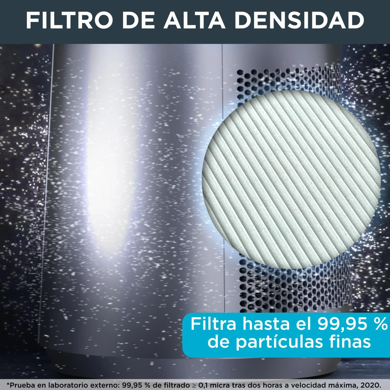 Rowenta 2 en 1 Purificador de Aire y Ventilador, 12 Velocidades, Oscilación, Filtra Partículas Finas hasta el 99,95%, Silencioso, Mando a Distancia, Plata, Eclipse, QU5030