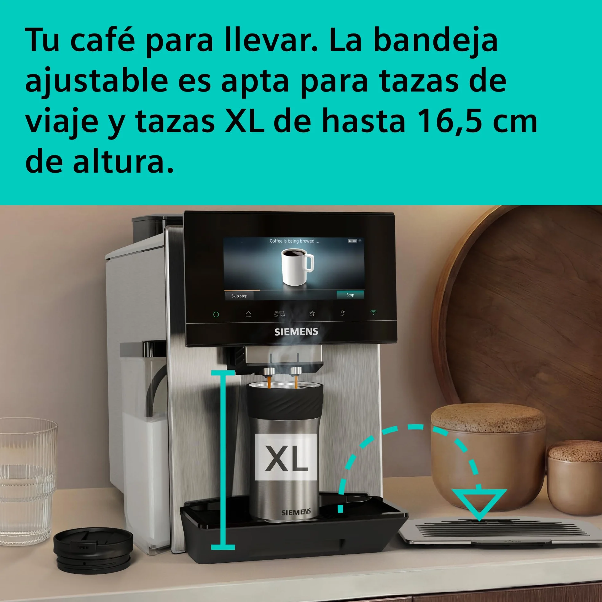 SIEMENS, cafetera superautomática, EQ900 iAroma, sabores personalizados, molienda precisa, pantalla grande para uso intuitivo, dos depósitos para granos diferentes, inox, TQ927E03
