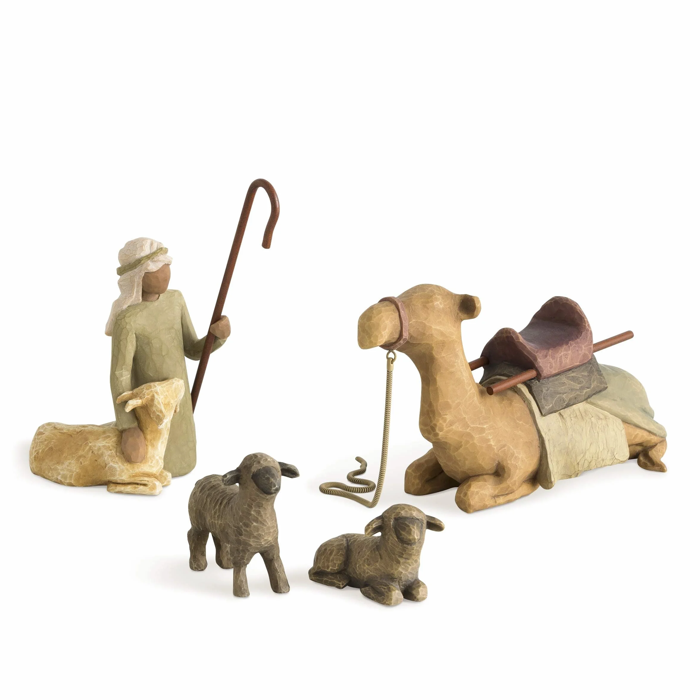 Figura de pastor con ovejas y camello, Willow Tree, Navidad Deco, Enesco