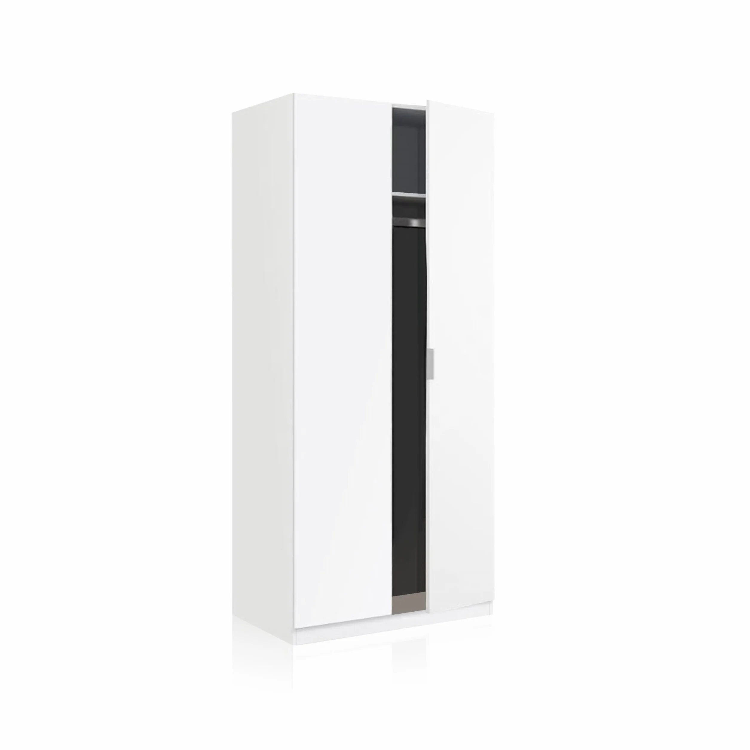 duehome | Armario Ropero 2 Puertas, Armario Habitación, Dormitorio, Modelo Astra, Acabado en Color Blanco Soft, Medidas: 81 cm (Ancho) x 180 cm (Alto) x 52 cm (Fondo)