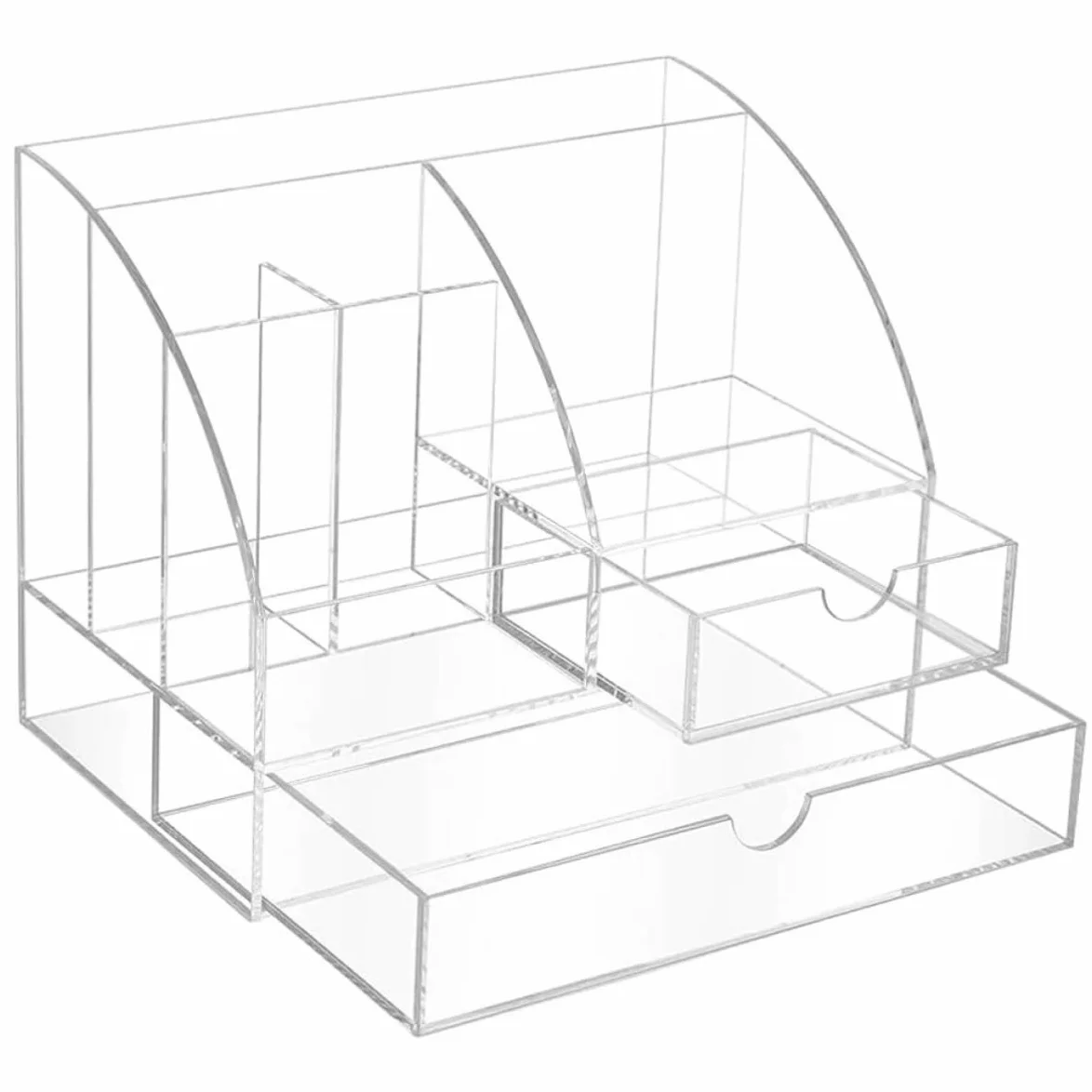 Balacoo Organizador para Escritorio y Cajón con Múltiples Compartimentos Caja Multiusos de Acrílico Transparente para Maquillaje, Joyas y Papelería en Oficina o Baño